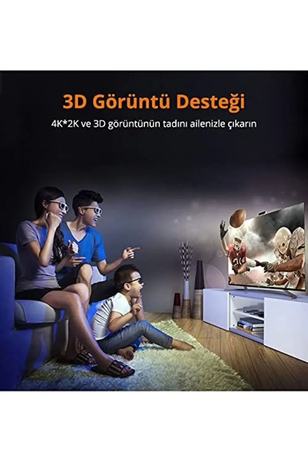modaflux 4K Mini HDMI Dönüştürücü Kablo, 3 Metre, Siyah polynova