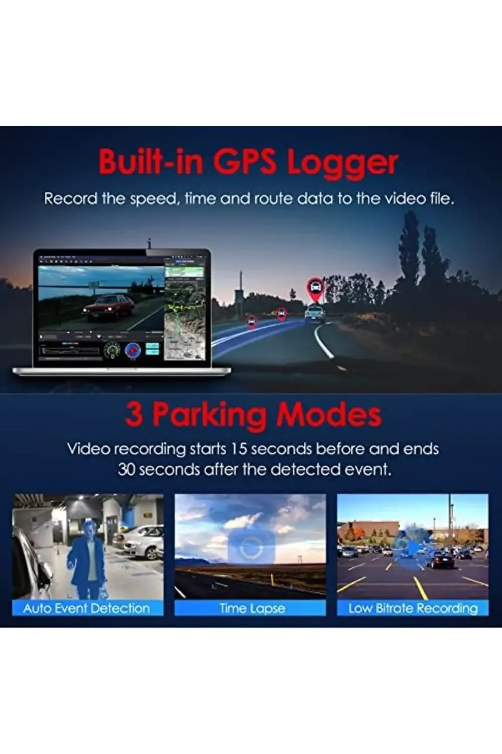 modaflux A129 PRO DUO 2 Kameralı Ön-Arka 4K Wifi S'li Araç Kamera