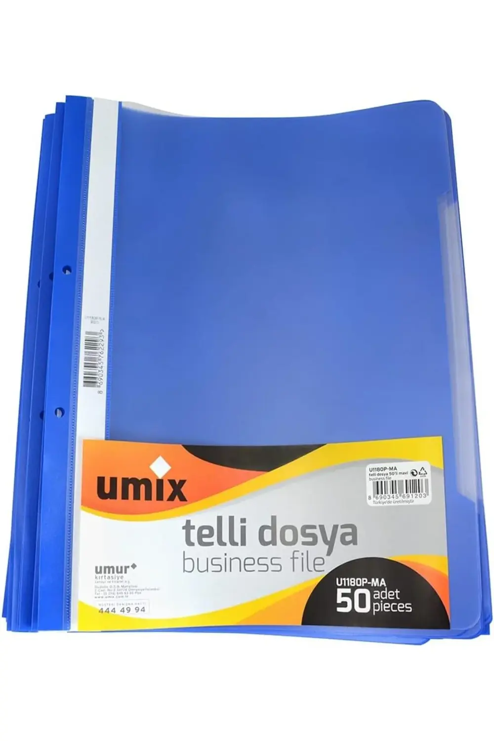 modaflux A4 TELLİ DOSYA 50'Lİ MAVİ polynova 395519