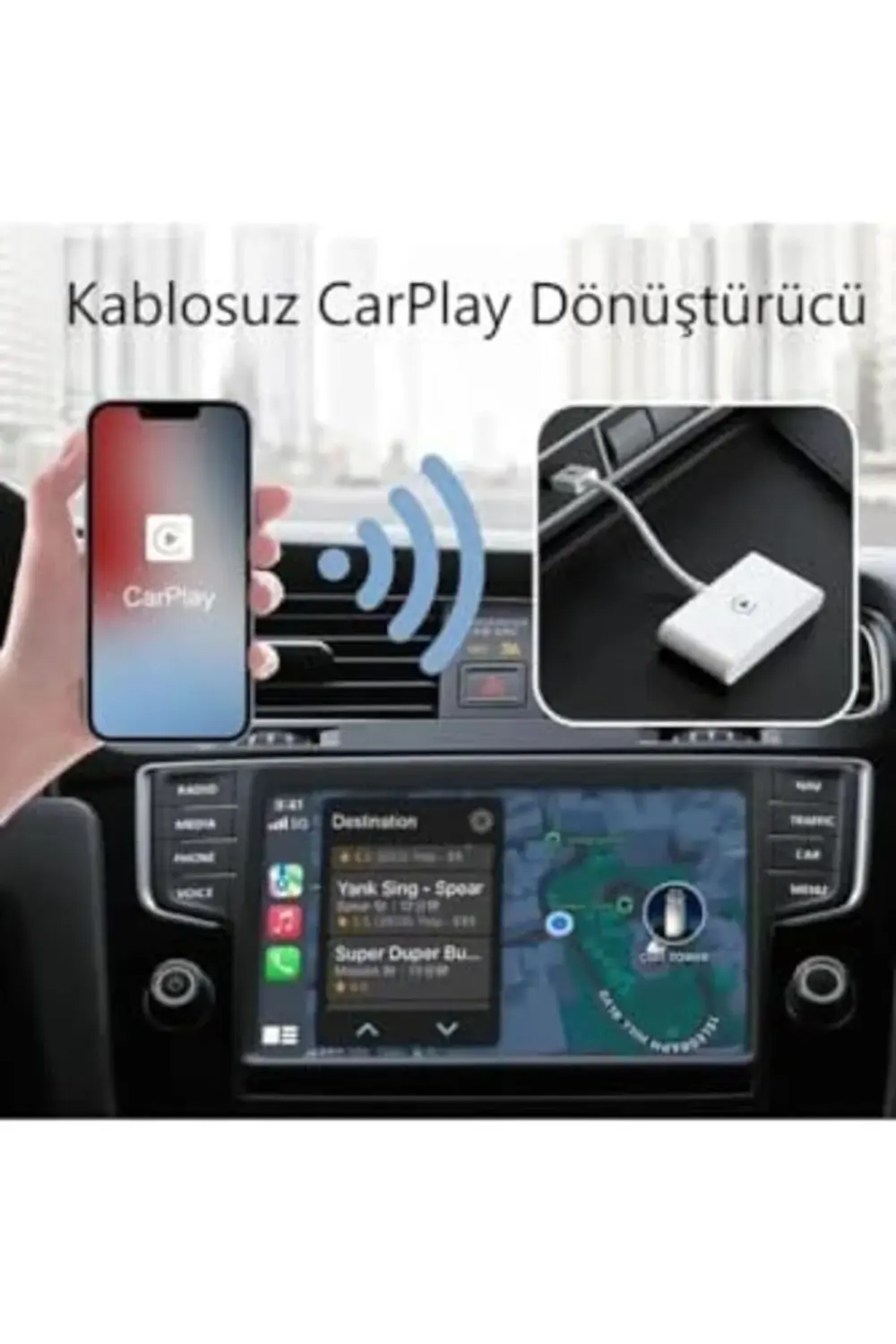 modaflux Araç İçi Cihazlar İle Uyumlu Kablosuz Çevirici Beyaz pol