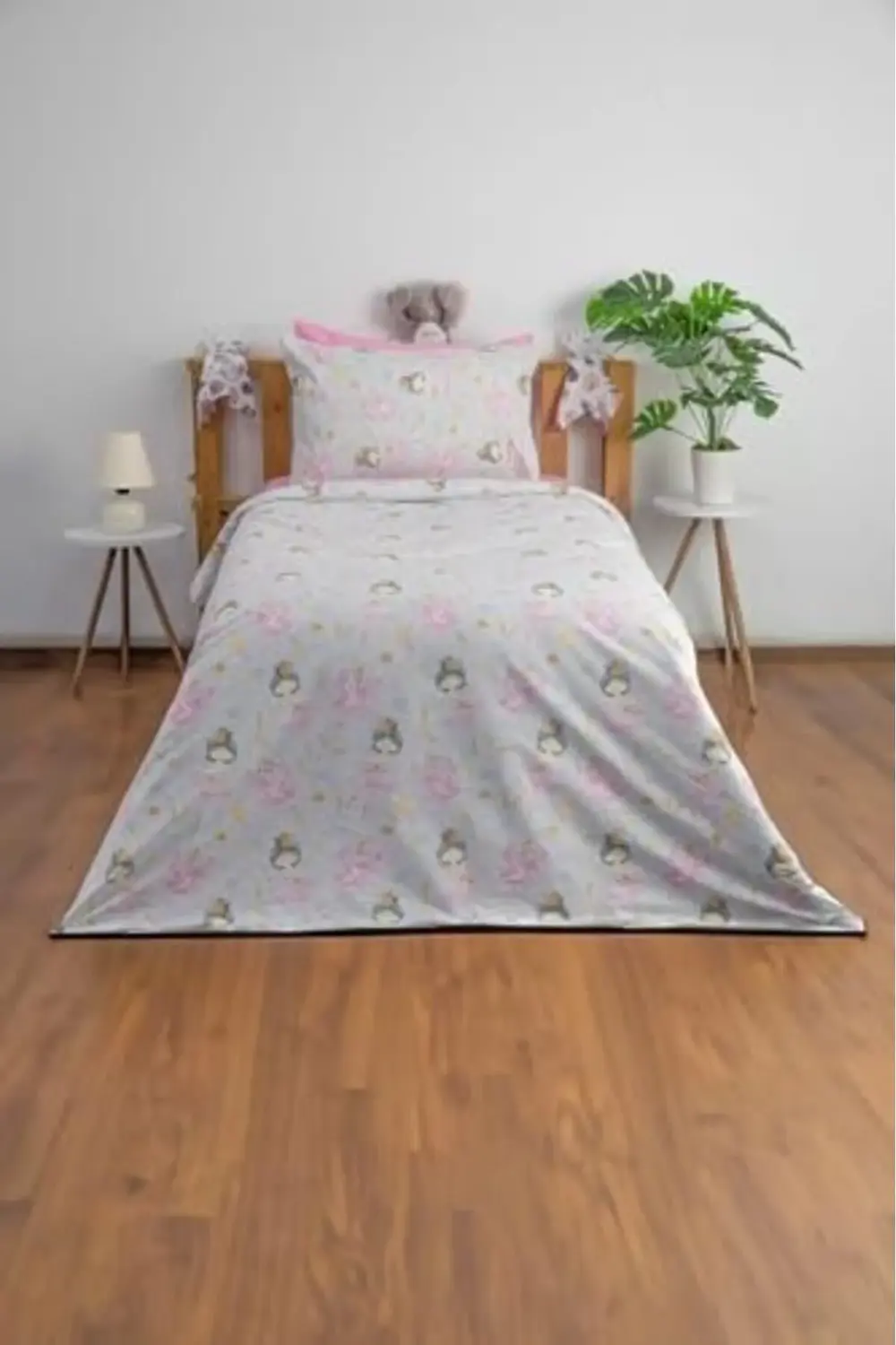 modaflux Balerin%100 Pamuk Tek Kişilik Nevresim Takımı - Gri poly