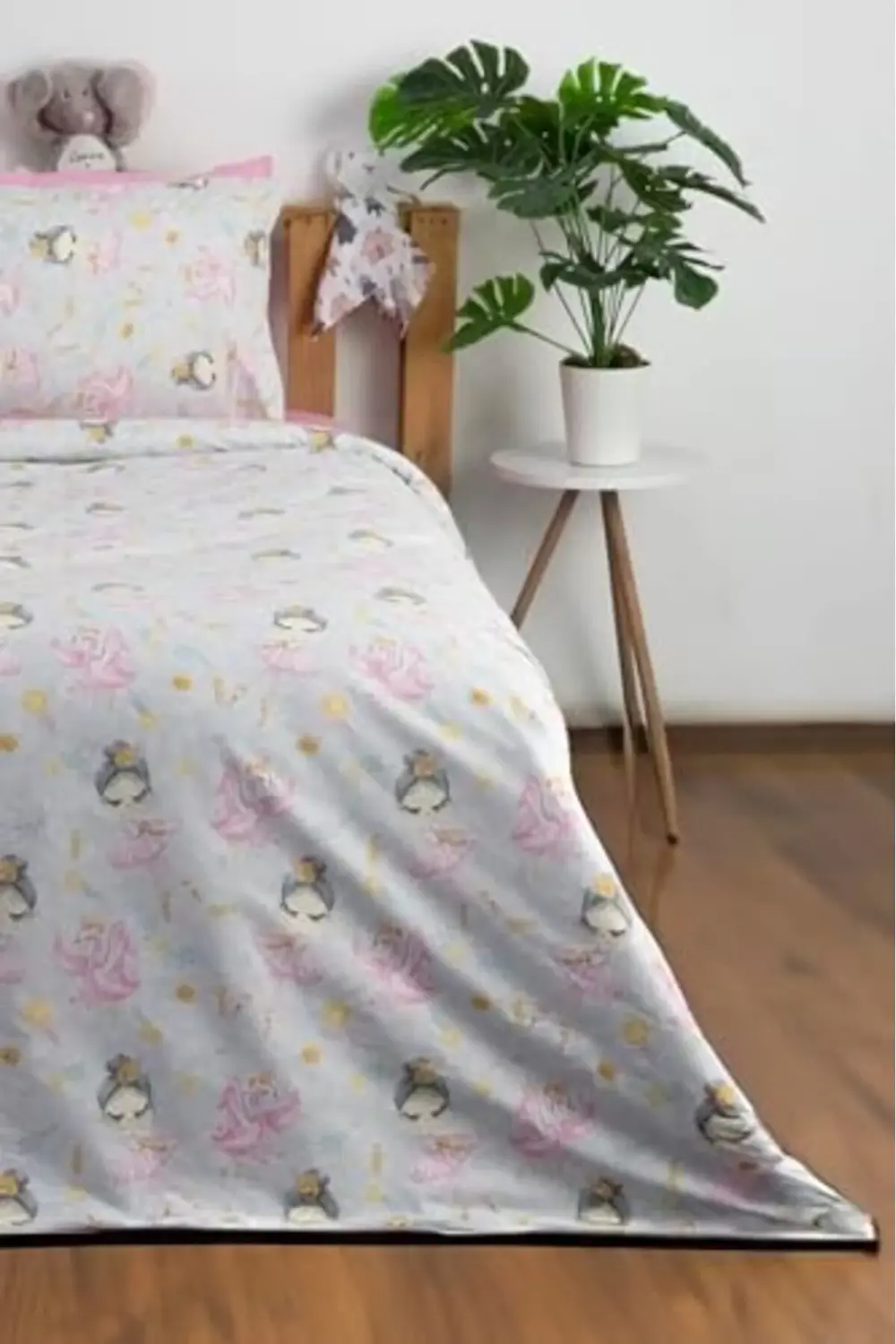 modaflux Balerin%100 Pamuk Tek Kişilik Nevresim Takımı - Gri poly