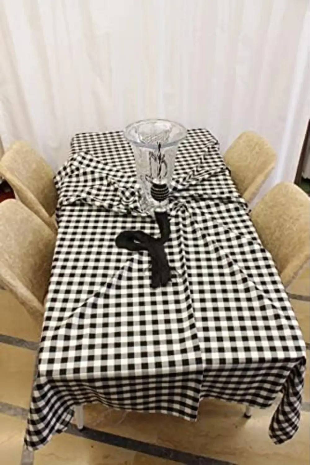 modaflux Beyaz Renk Kare Desenli Full Akrilik Dokuma Masa Örtüsü
