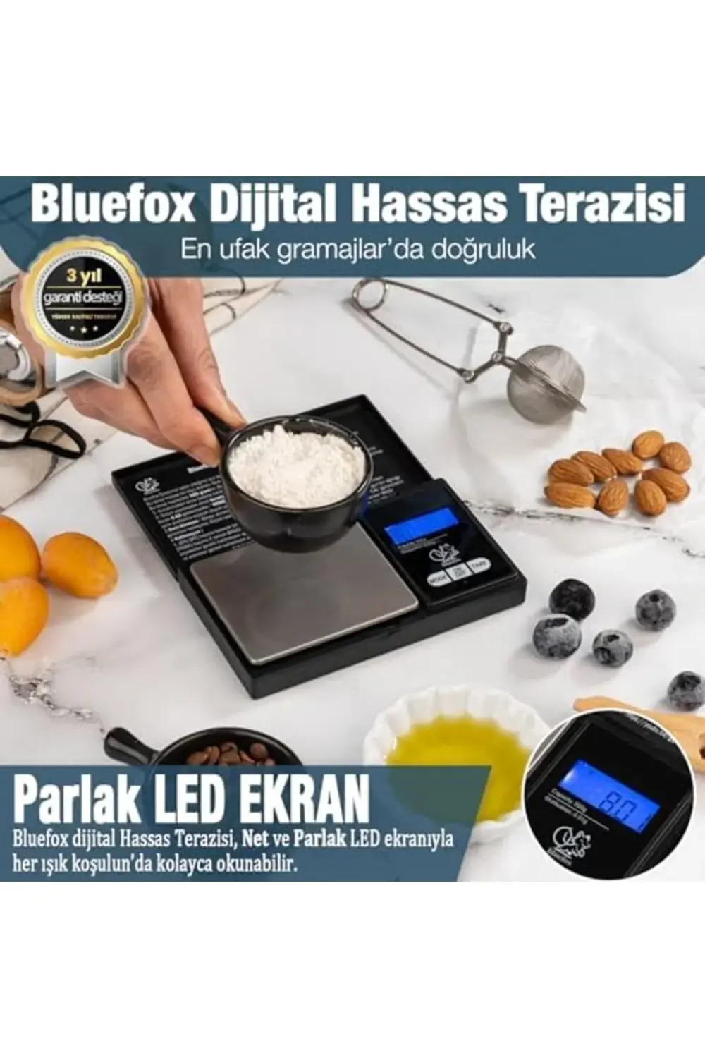modaflux Cep Tartısı - 500g Kapasite, 0.01g, 7 Ölçü Birimi, Dara