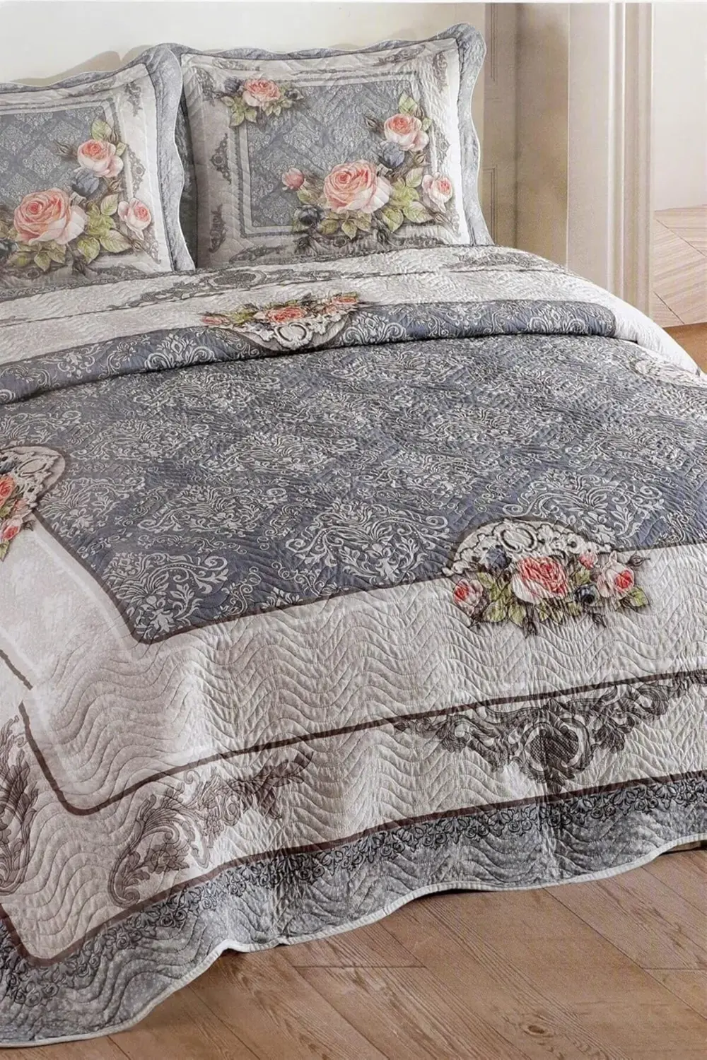 modaflux Çift Kişilik Kapitone Yatak Örtüsü Takımı - Mavi polynov