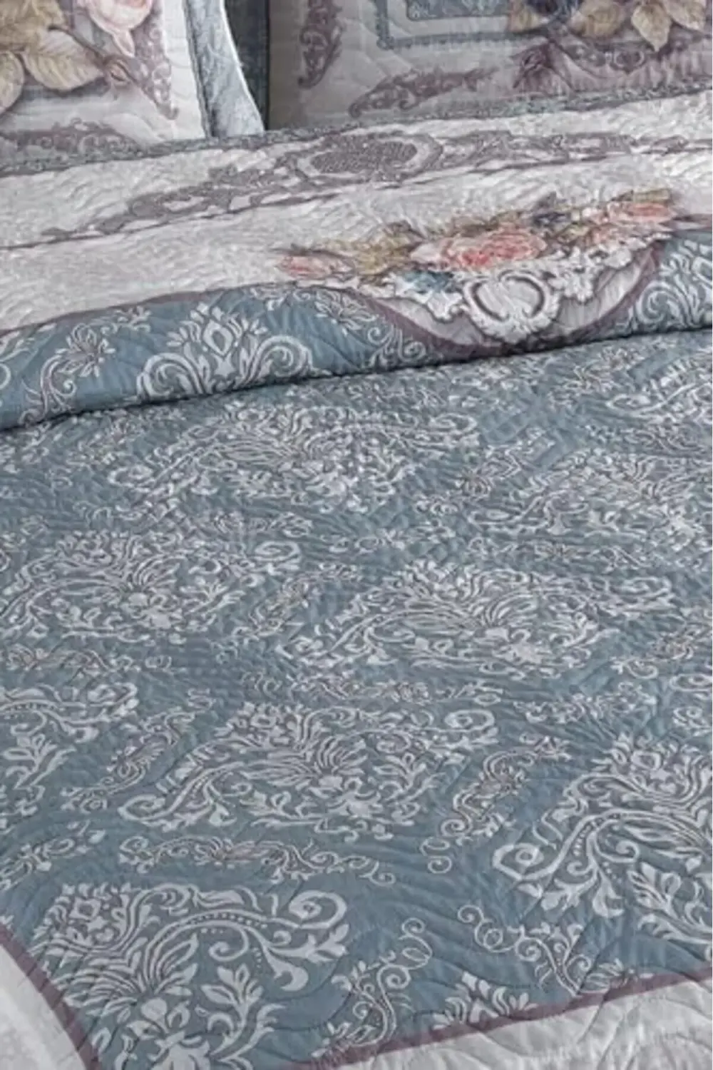 modaflux Çift Kişilik Kapitone Yatak Örtüsü Takımı - Mavi polynov