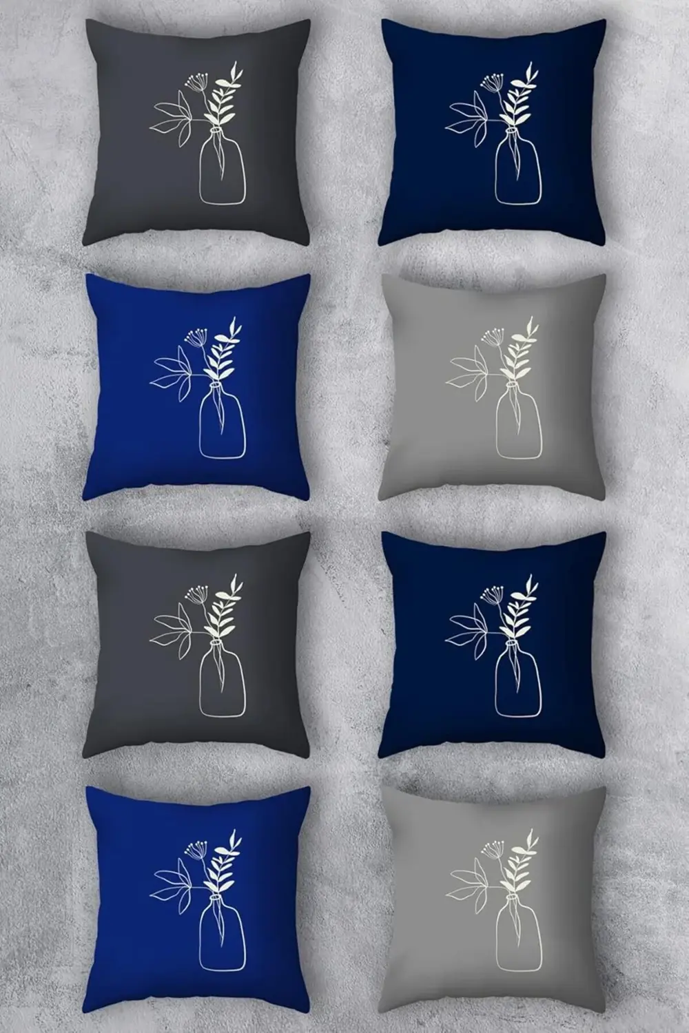 modaflux Çift Tarafı Baskılı 43x43 Kırlent Kılıfı 8'li Set Kombin