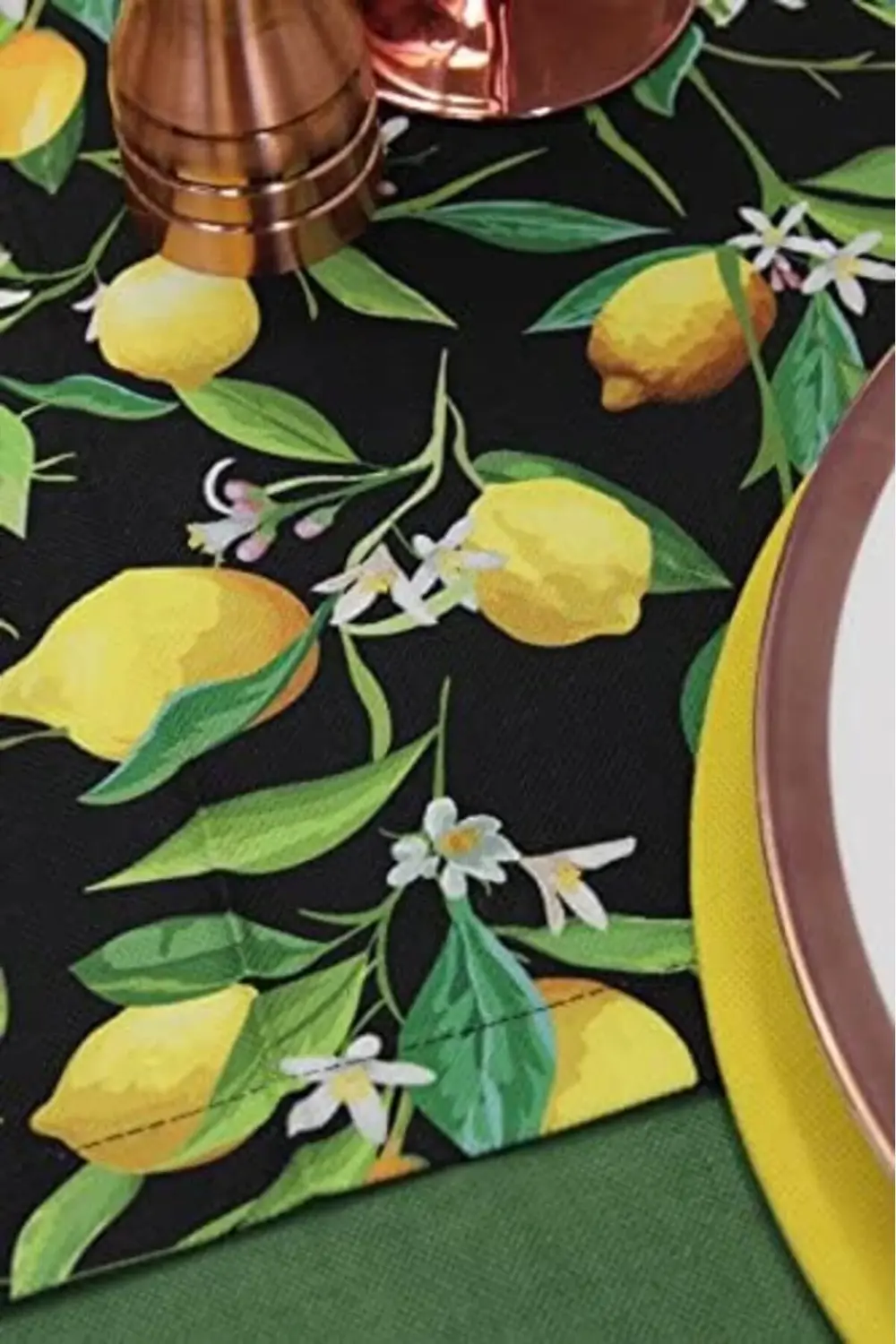 modaflux Desenli Siyah Zemin Arka Plan Baskılı Runner Servis 40x1