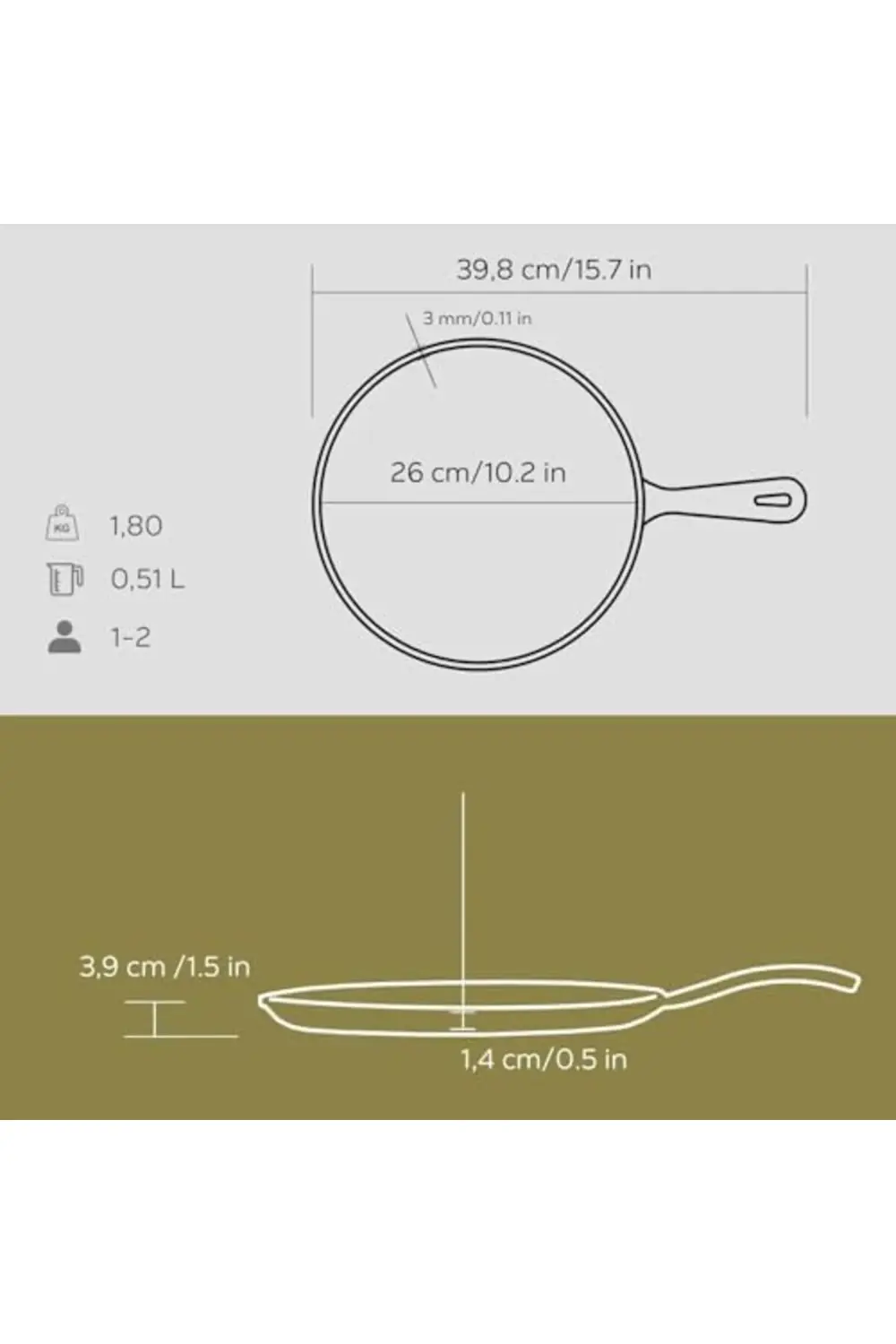 modaflux Döküm / Pizza / Pancake Tavası, Yuvarlak Metal Saplı 26c