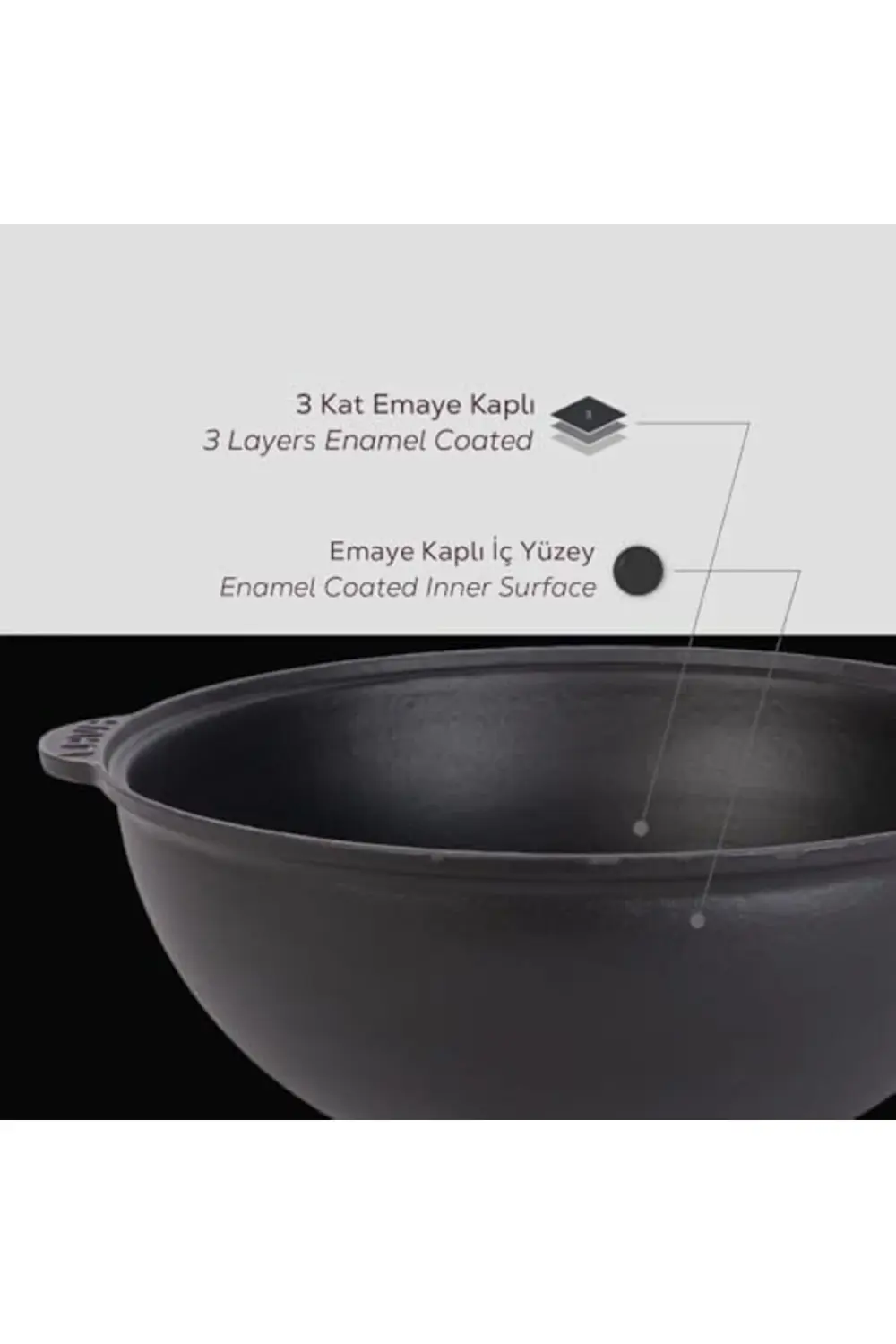 modaflux Döküm Yuvarlak Kazan Cam Kapaklı Tencere, Çap 30 cm, LV