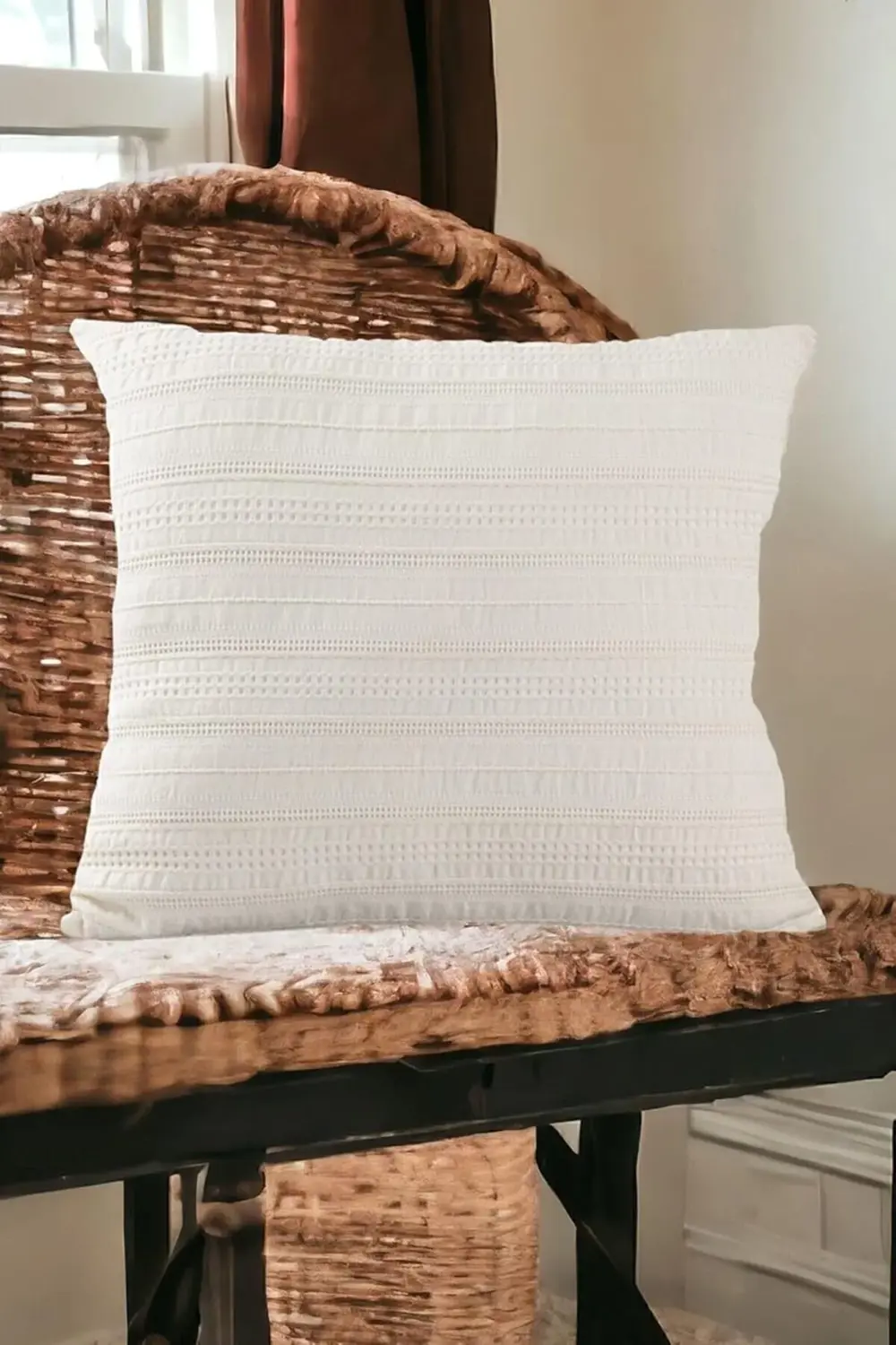 modaflux Dokuma Tasarım%100 Pamuklu 45X45Cm Kırlent Kılıfı Krem B