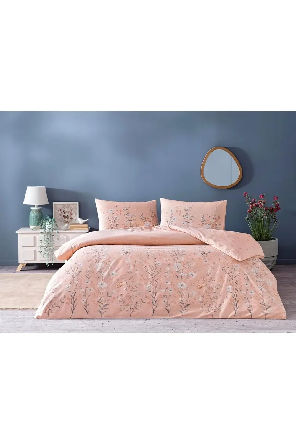 modaflux Fiona Ranforce Çift Kişilik Nevresim Takımı Gül Kurusu p