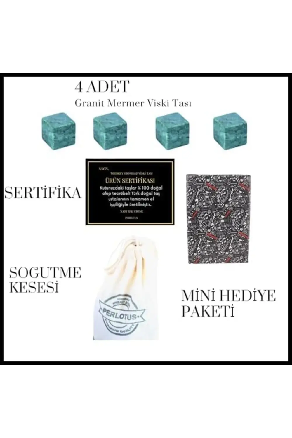 modaflux Granit 4 Adet Viski Taşı Soğutma Kesesinde Sertifikalı B