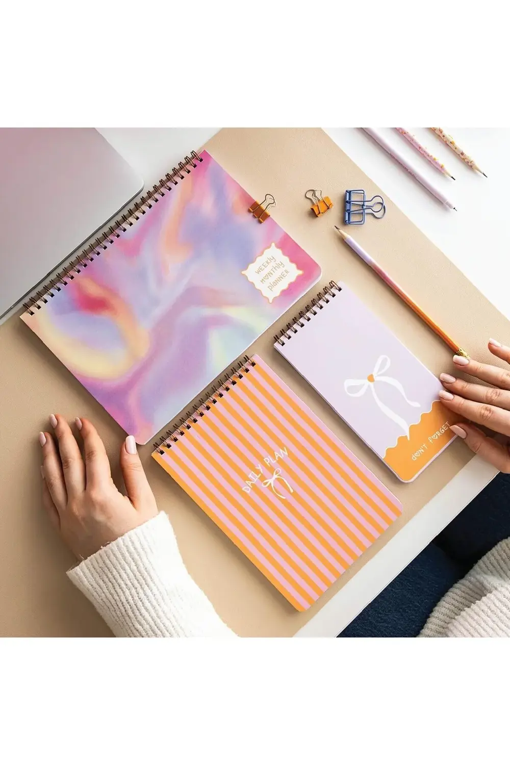modaflux Haftalık ve Günlük 3’lü Masaüstü Süresiz Planlayıcı Set