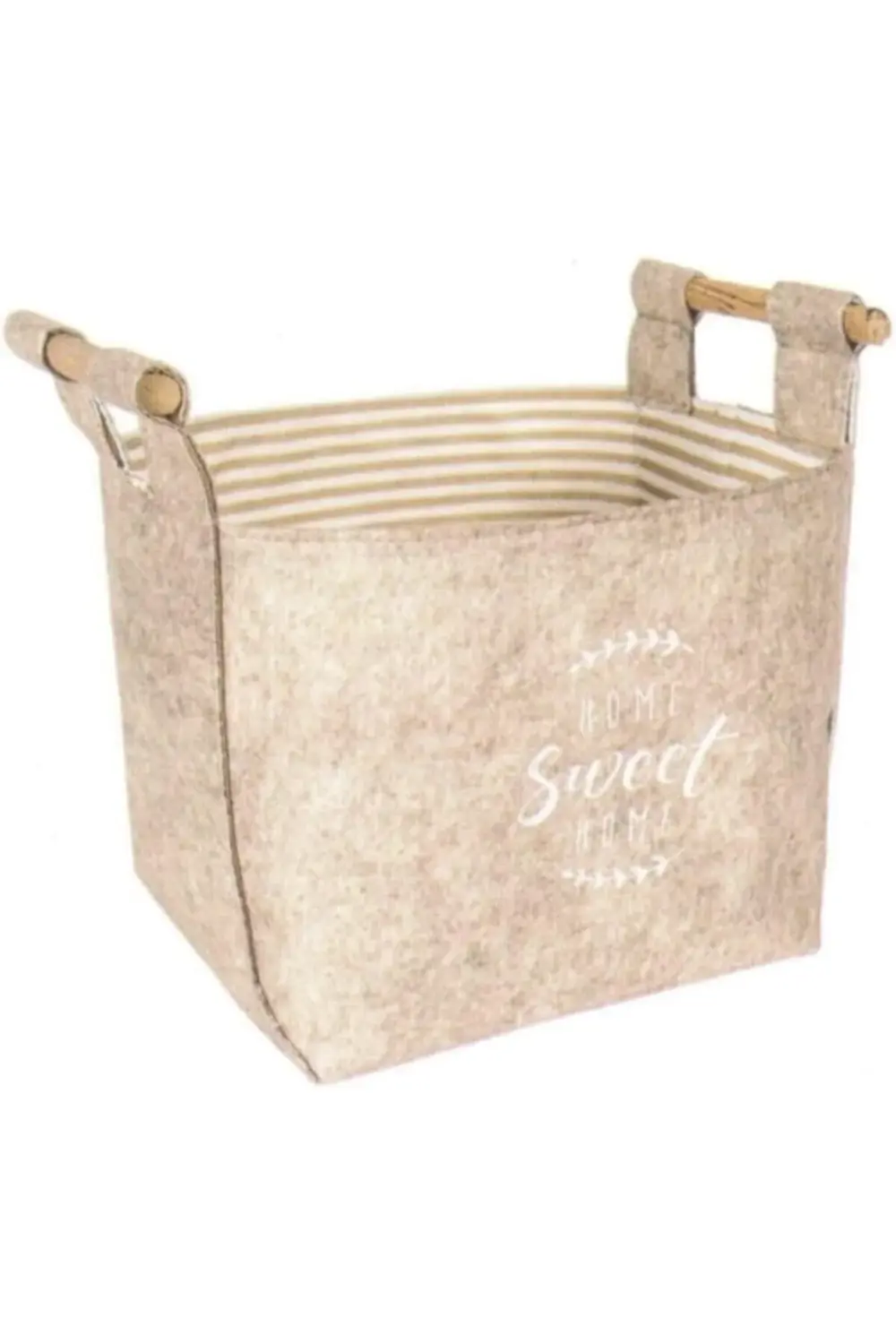 modaflux Haus Keçe Tahta Saplı Düzenleyici Sepet - Çok Amaçlı Sak