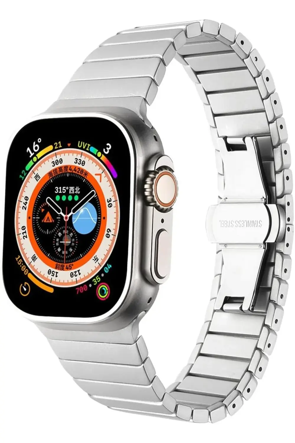 modaflux İle Uyumlu 38mm/40mm Kordon KRD-79 Metal Strap Kayış Gri