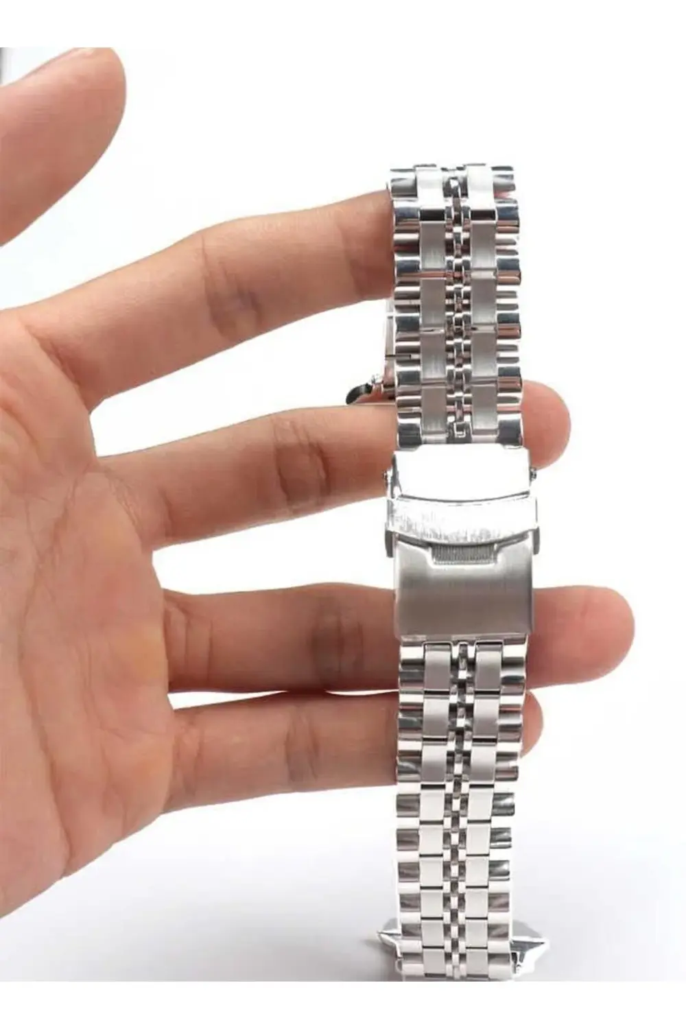 modaflux İle Uyumlu 38mm/40mm KRD-54 Metal Kordon Gümüş polynova