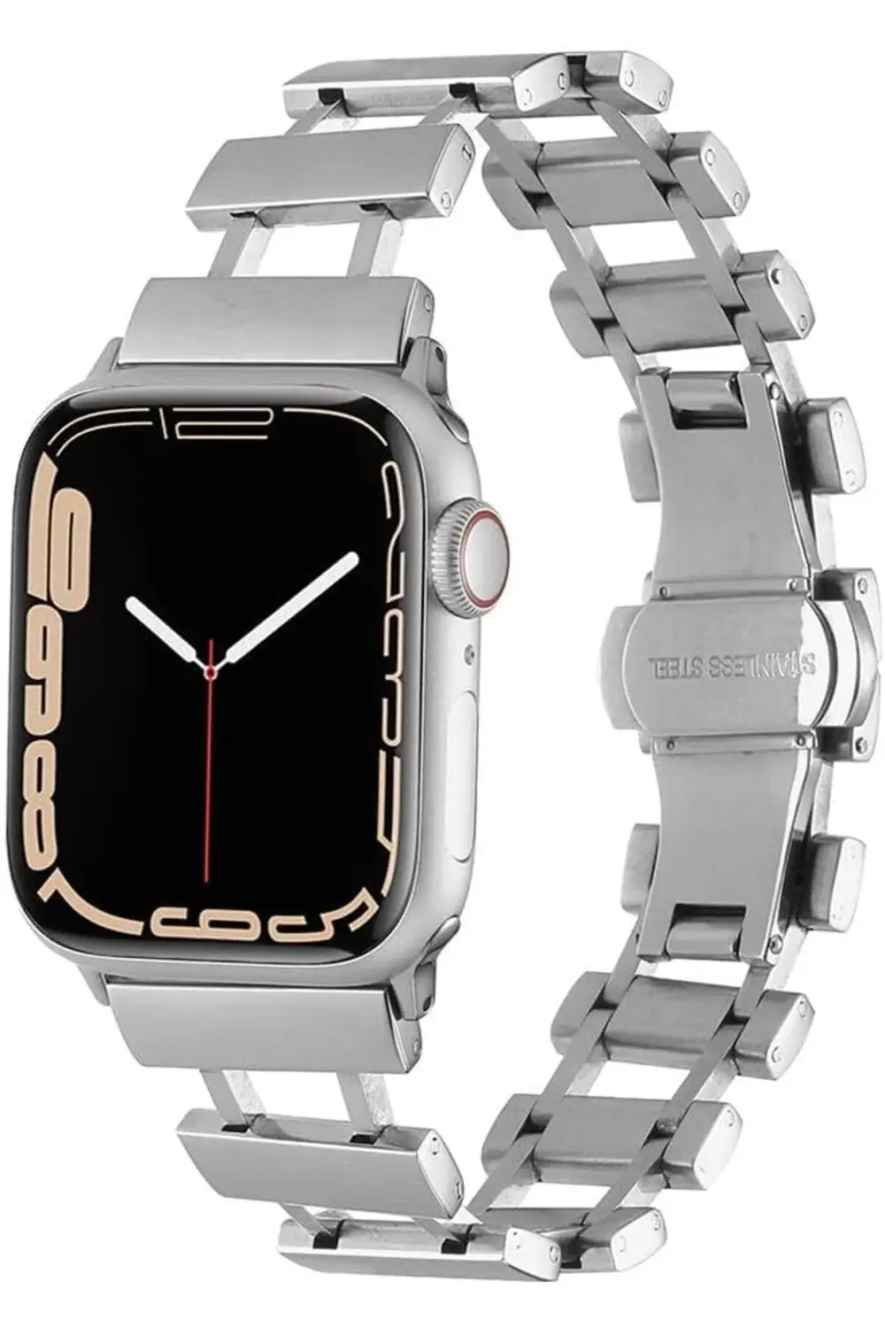 modaflux İle Uyumlu 38mm/40mm KRD-96 Metal Kordon Gümüş polynova