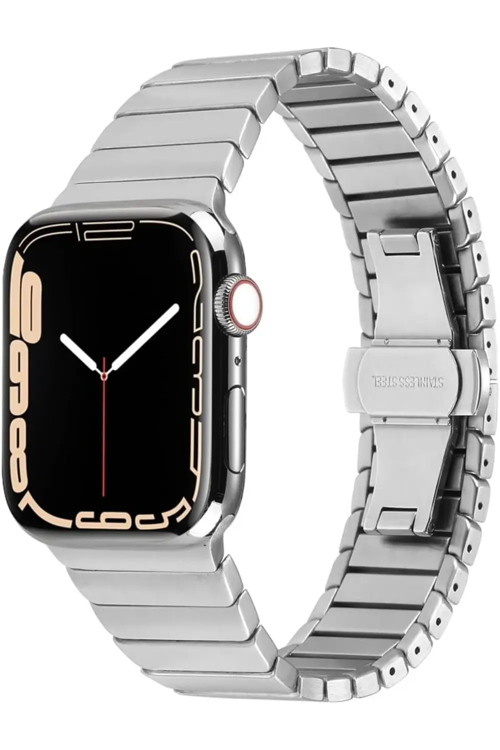 modaflux İle Uyumlu 42mm Kordon KRD-79 Metal Strap Kayış Gümüş po
