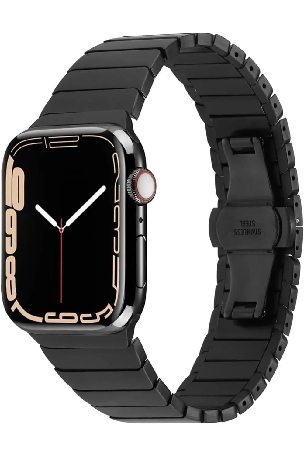 modaflux İle Uyumlu 42mm Kordon KRD-79 Metal Strap Kayış Siyah po