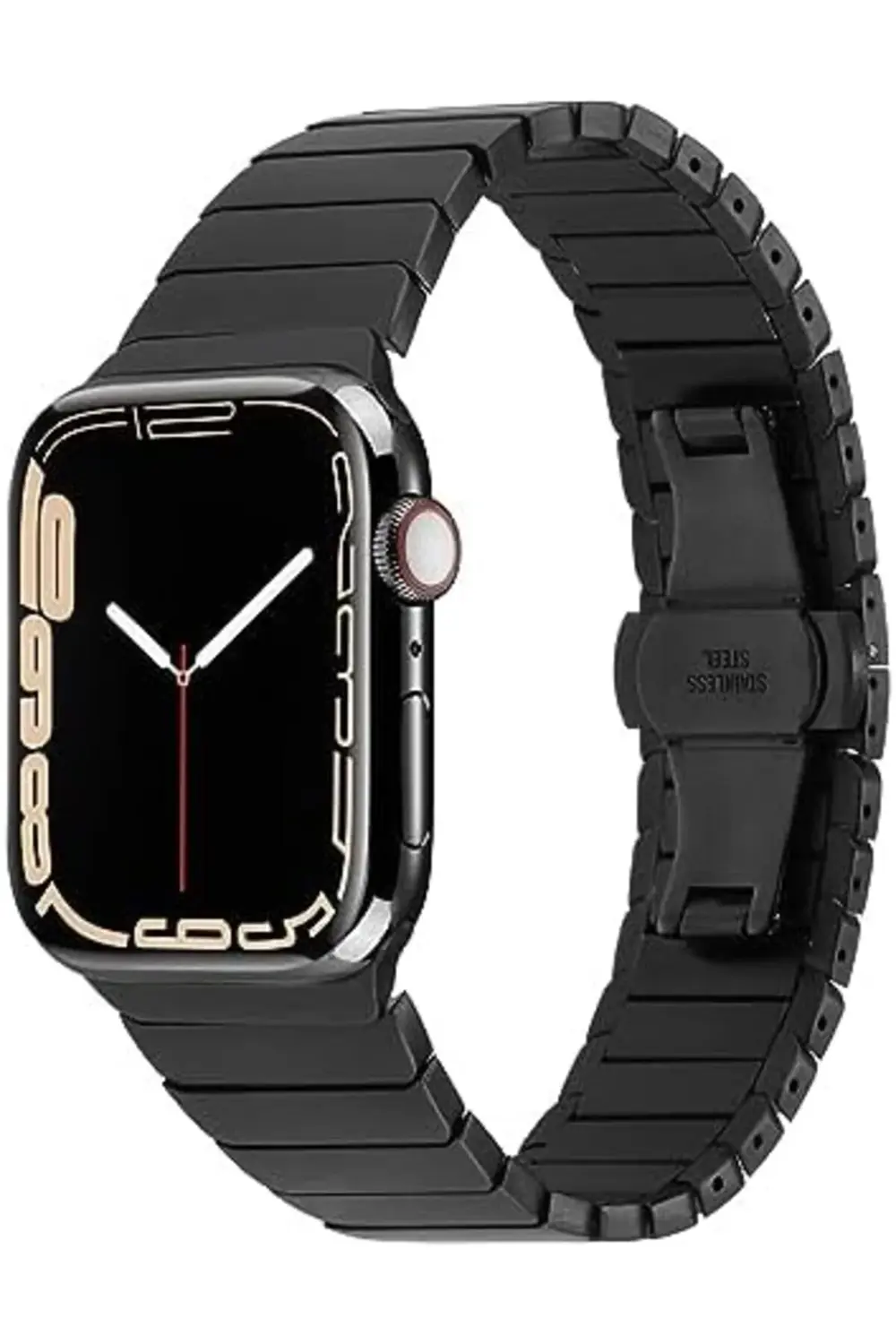 modaflux İle Uyumlu 42mm Kordon KRD-79 Metal Strap Kayış Siyah po