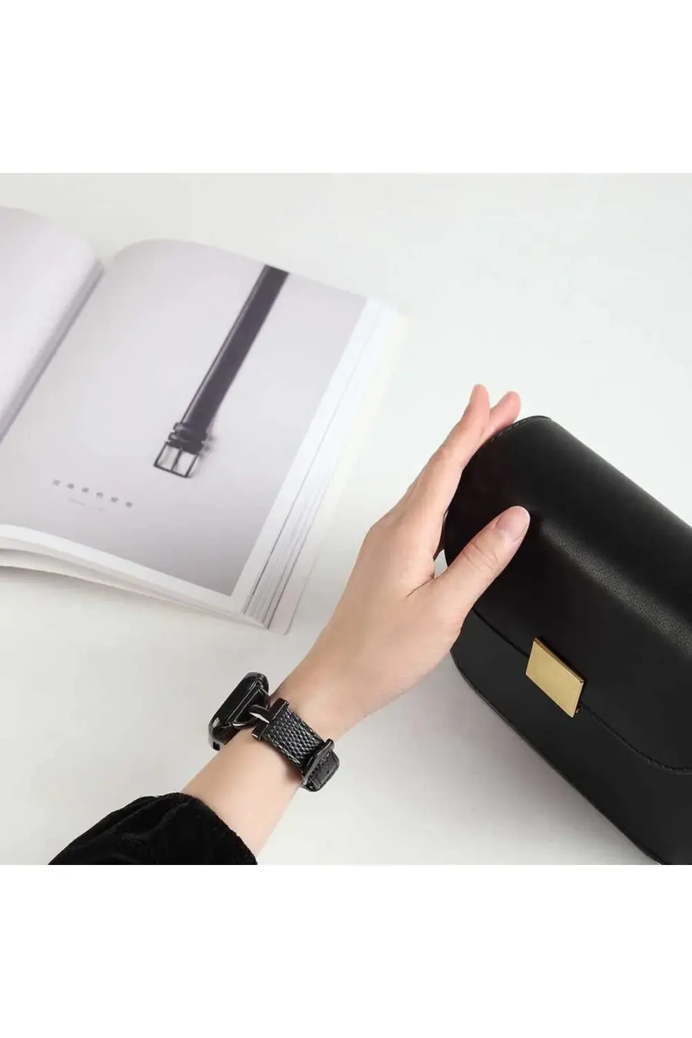 modaflux İle Uyumlu 42mm KRD-53 Deri Kordon Siyah polynova 395519