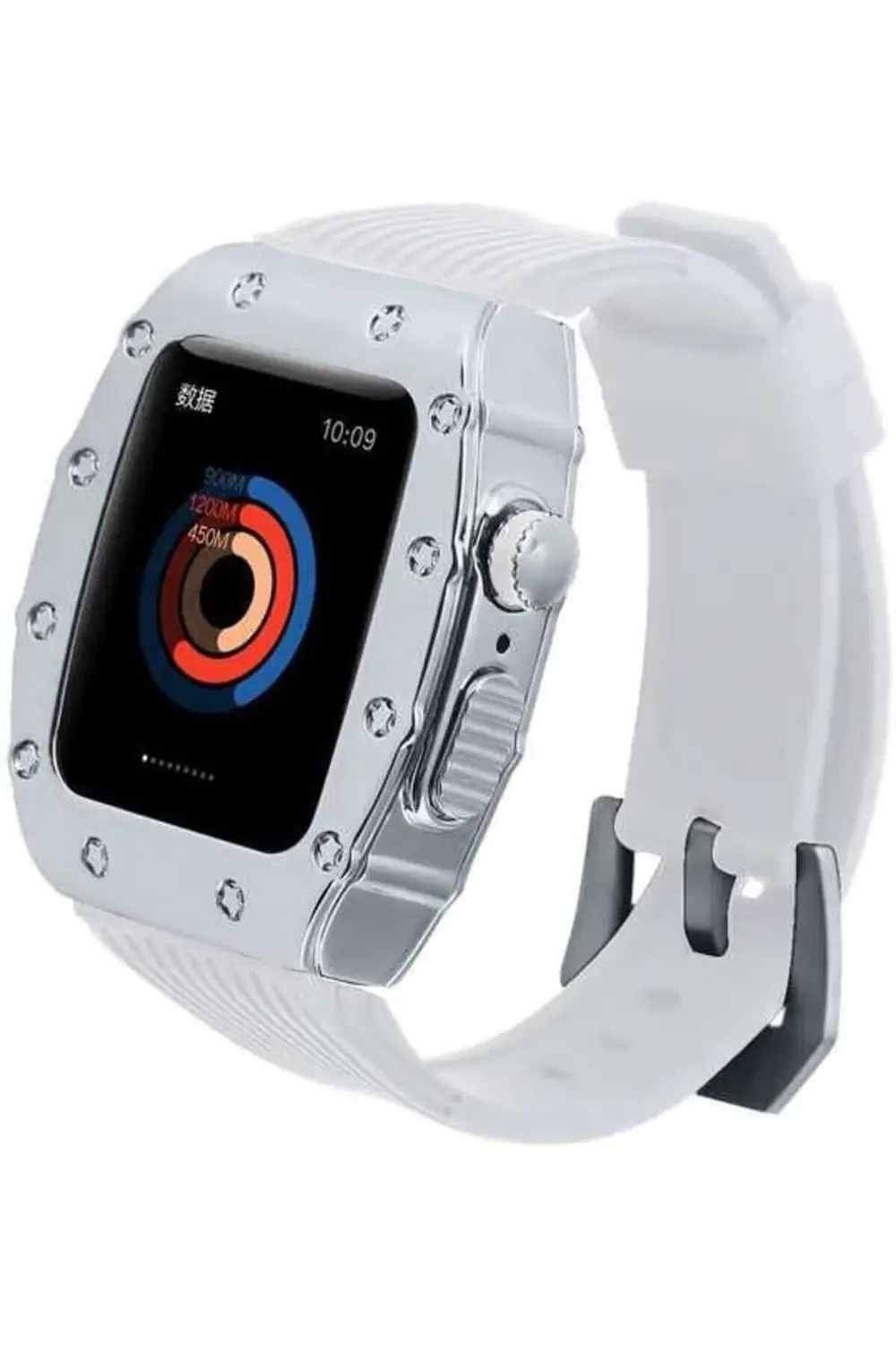 modaflux İle Uyumlu 44mm KRD-65 Kordon Beyaz-Gümüş polynova 39551
