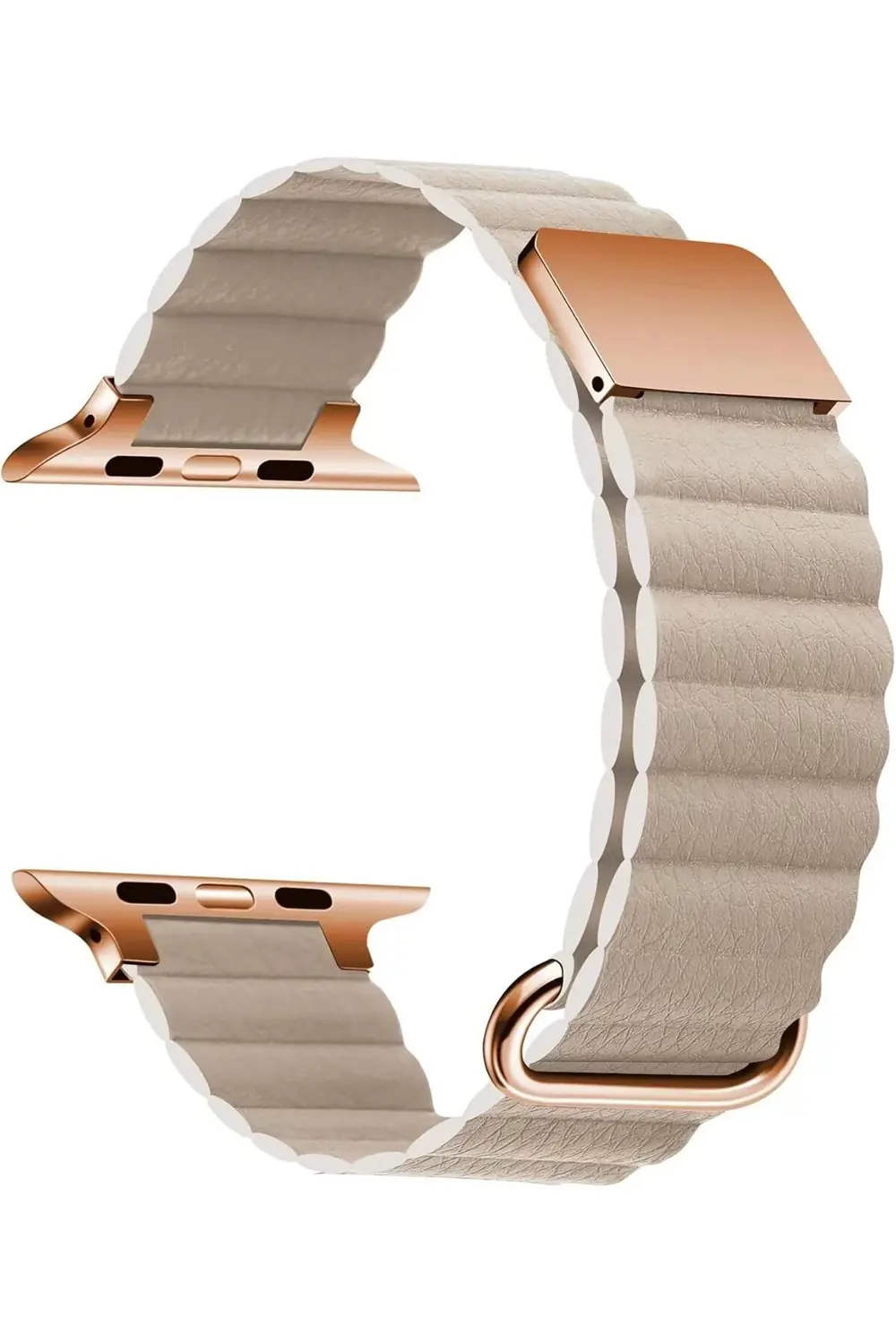 modaflux İle Uyumlu 7 41mm KRD-78 PU Deri Kordon Strap Kayış Krem