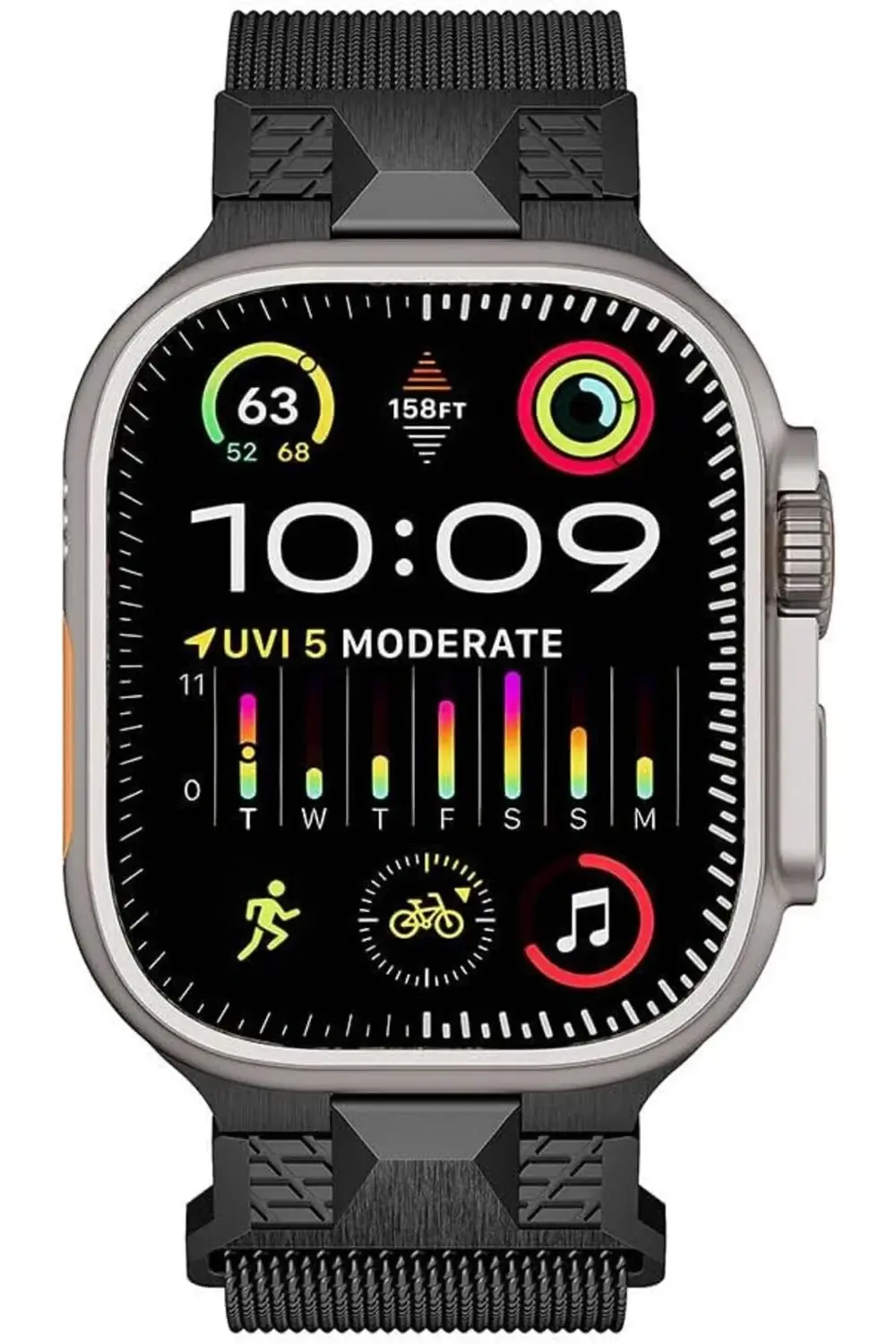 modaflux İle Uyumlu Ultra 49mm KRD-107 Metal Hasır Kordon Siyah p