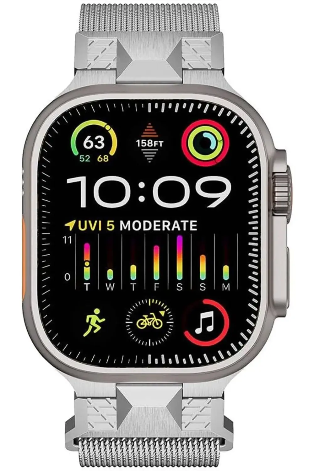 modaflux İle Uyumlu Ultra 49mm KRD-107 Metal Hasır Kordon Gümüş p