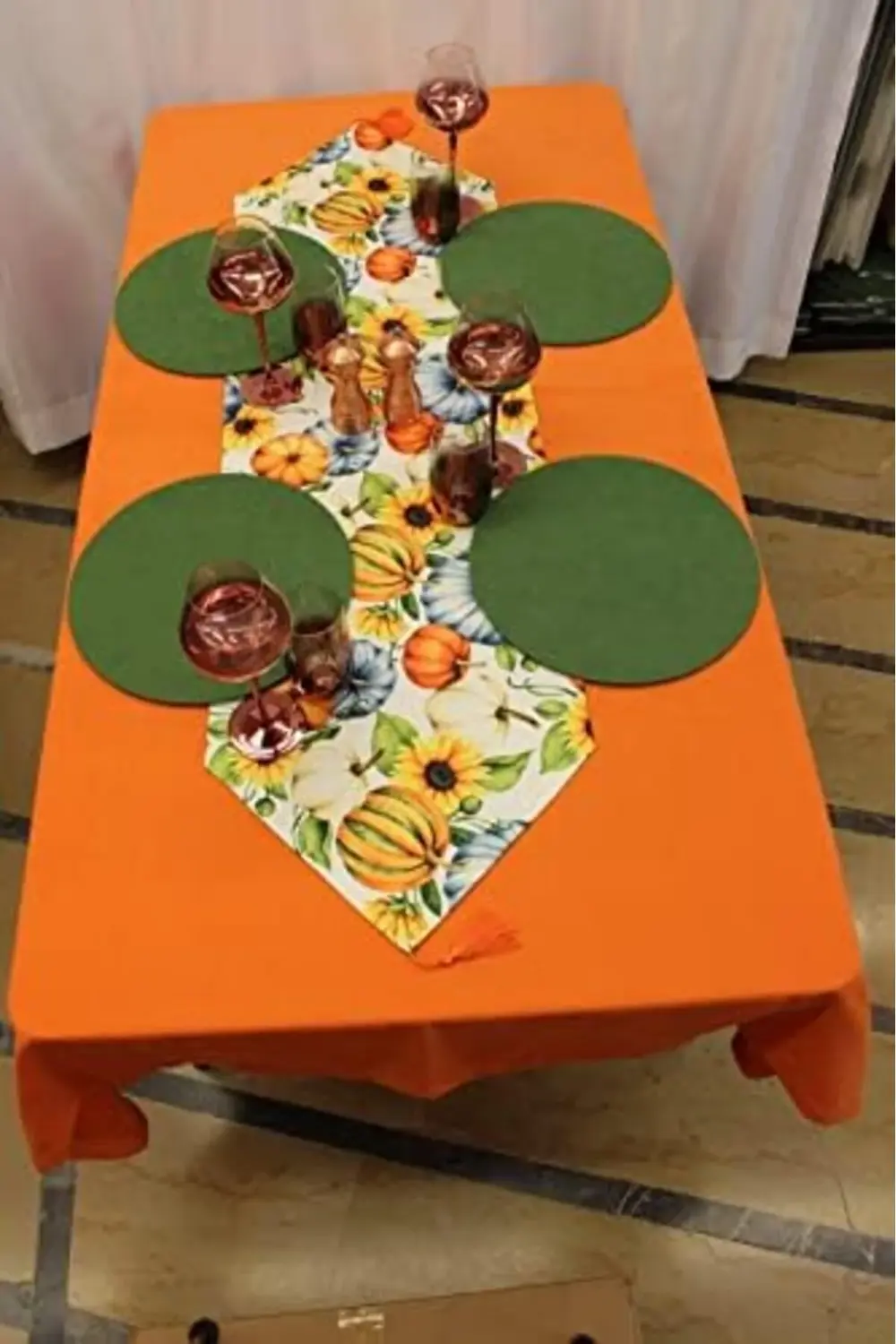 modaflux Kabağı Desenli Beyaz Arka Plan Baskılı Runner Servis 40x