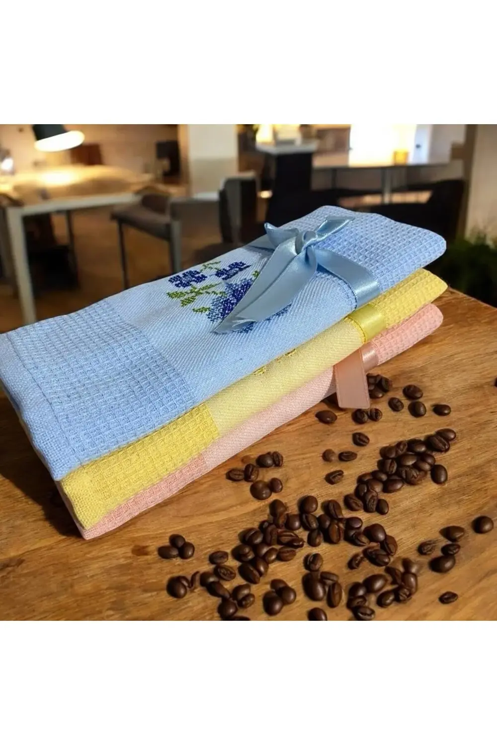 modaflux lü Nakışlı Kurulama Bezi 3 Renk Mutfak El Bezi Havlu pol