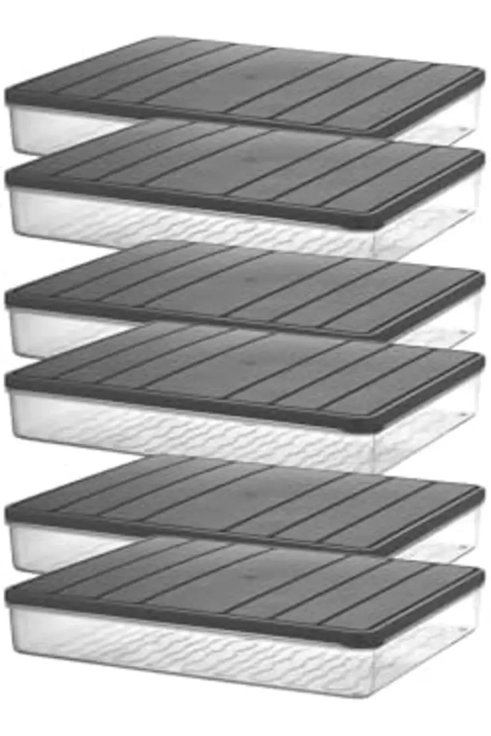 modaflux - Nora 6'lı 2.5 Litre Büyük Boy Açık Gri Saklama Kabı po