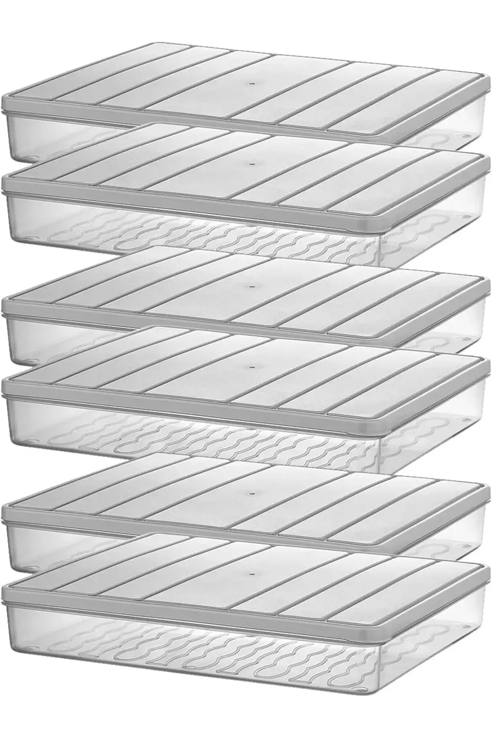 modaflux - Nora 6'lı 2.5 Litre Büyük Boy Açık Gri Saklama Kabı po