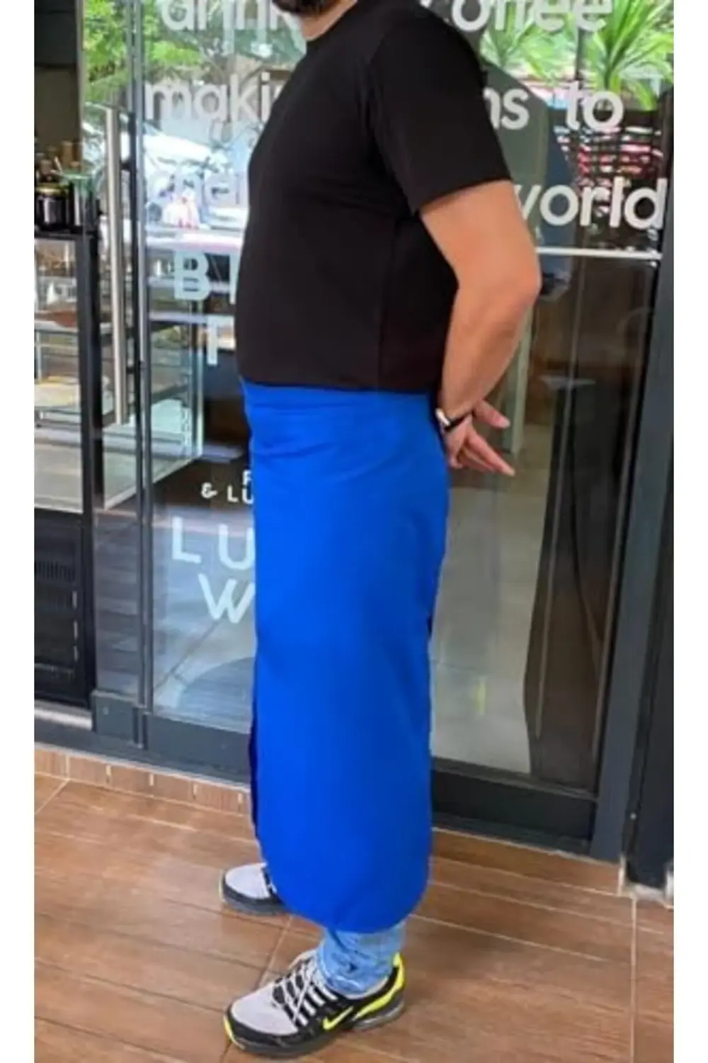 modaflux Önlük Biyeli Uzun Belden Saks Mavi polynova 395519