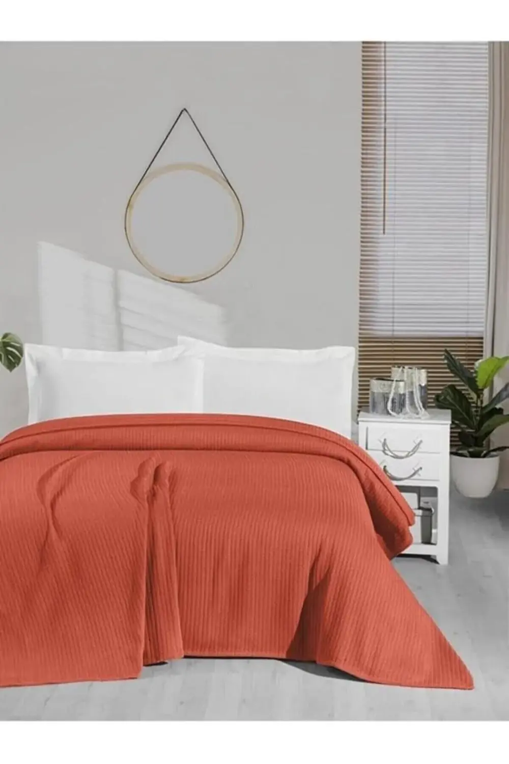 modaflux Örgü Pike Tek kişilik%100 Pamuk 170x240 - Kiremit polyno