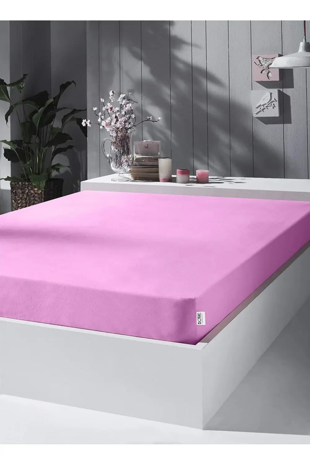 modaflux Örme Penye Çarşaf, Çift Kişilik, Pembe,%100 Pamuk 130 G/