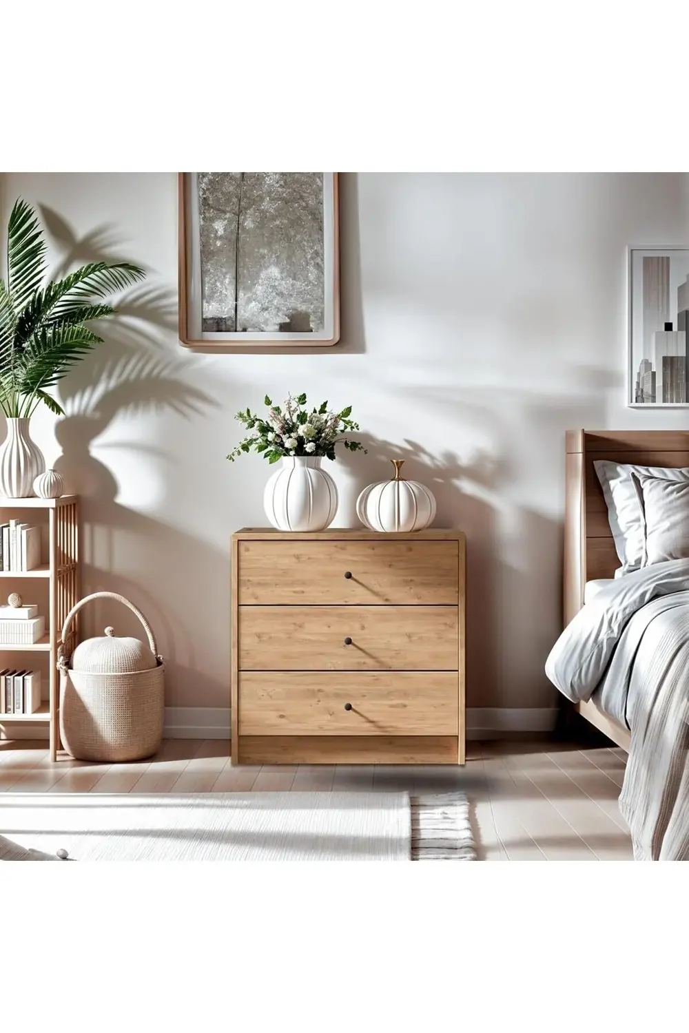 modaflux SFR103-Ceviz 3 Çekmeceli Şifonyer (G:69 Y:67 D:38) polyn