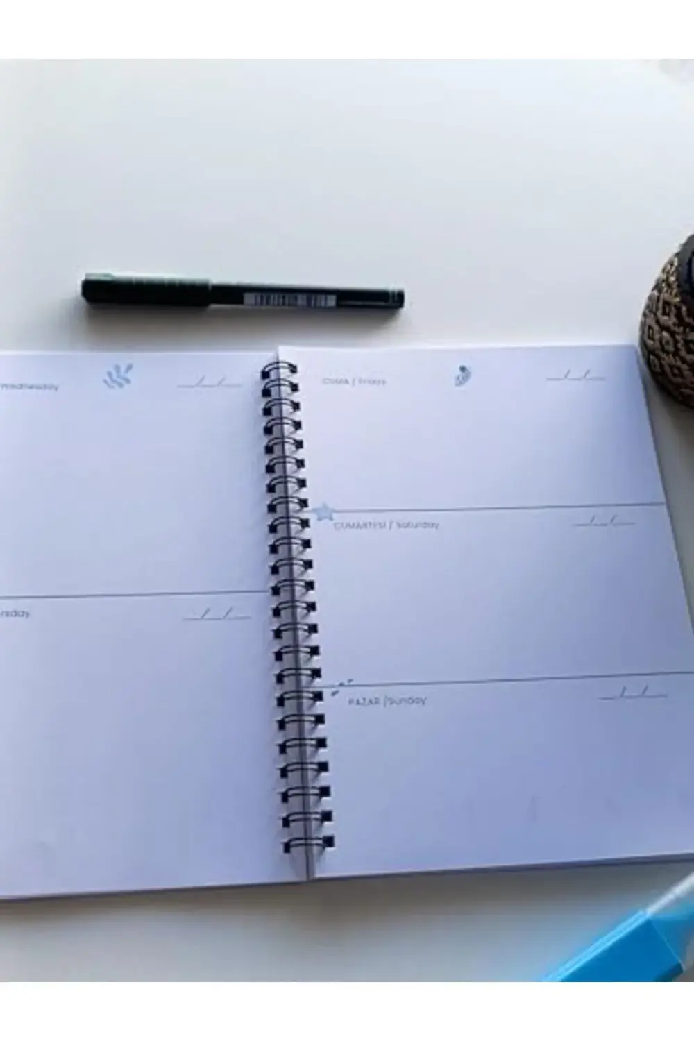 modaflux Spiralli Süresiz Haftalık Planlayıcı Ajanda Seti (mavi)