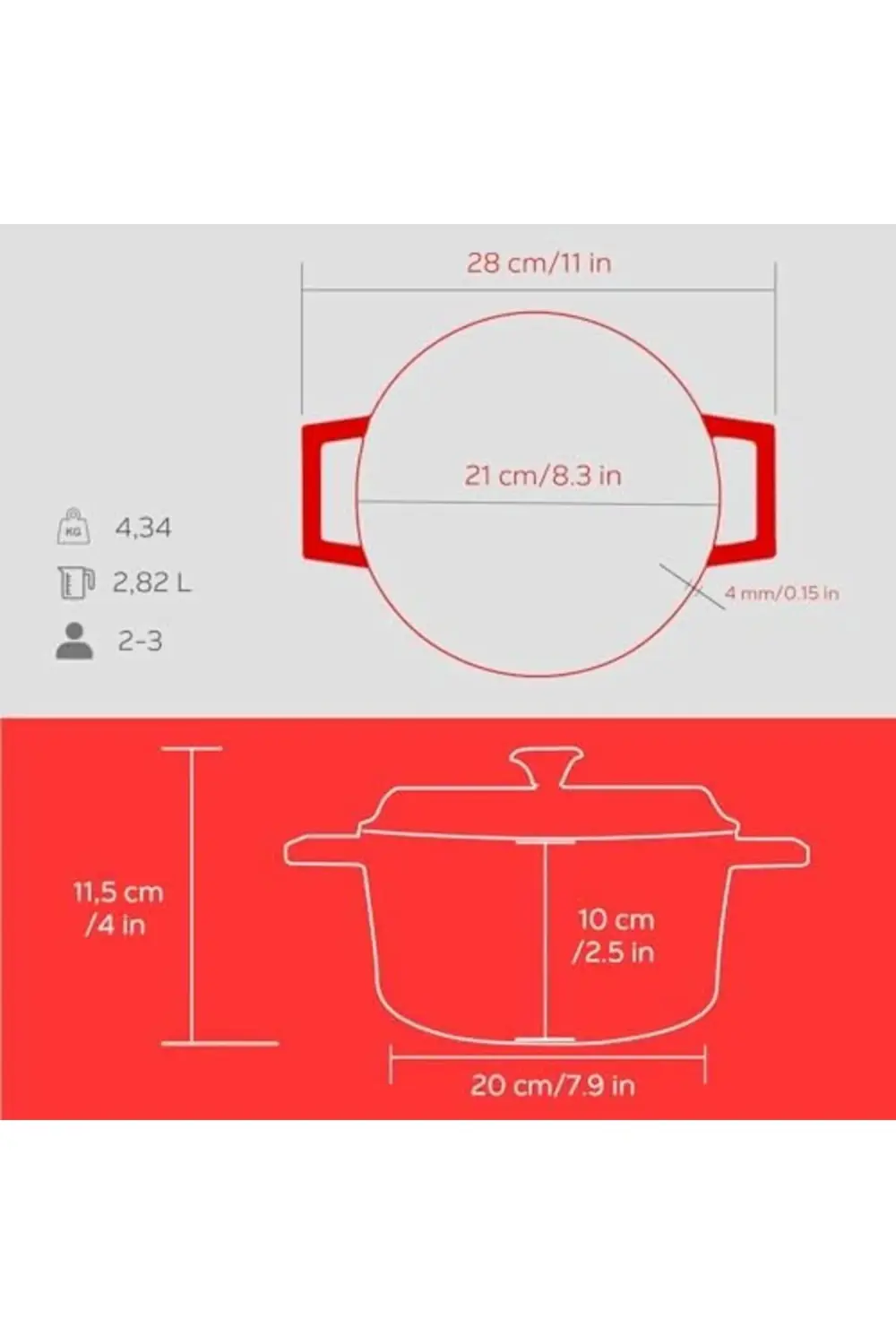 modaflux Spring Serisi - Döküm Tencere, Yuvarlak, 20 cm, Mat, Par