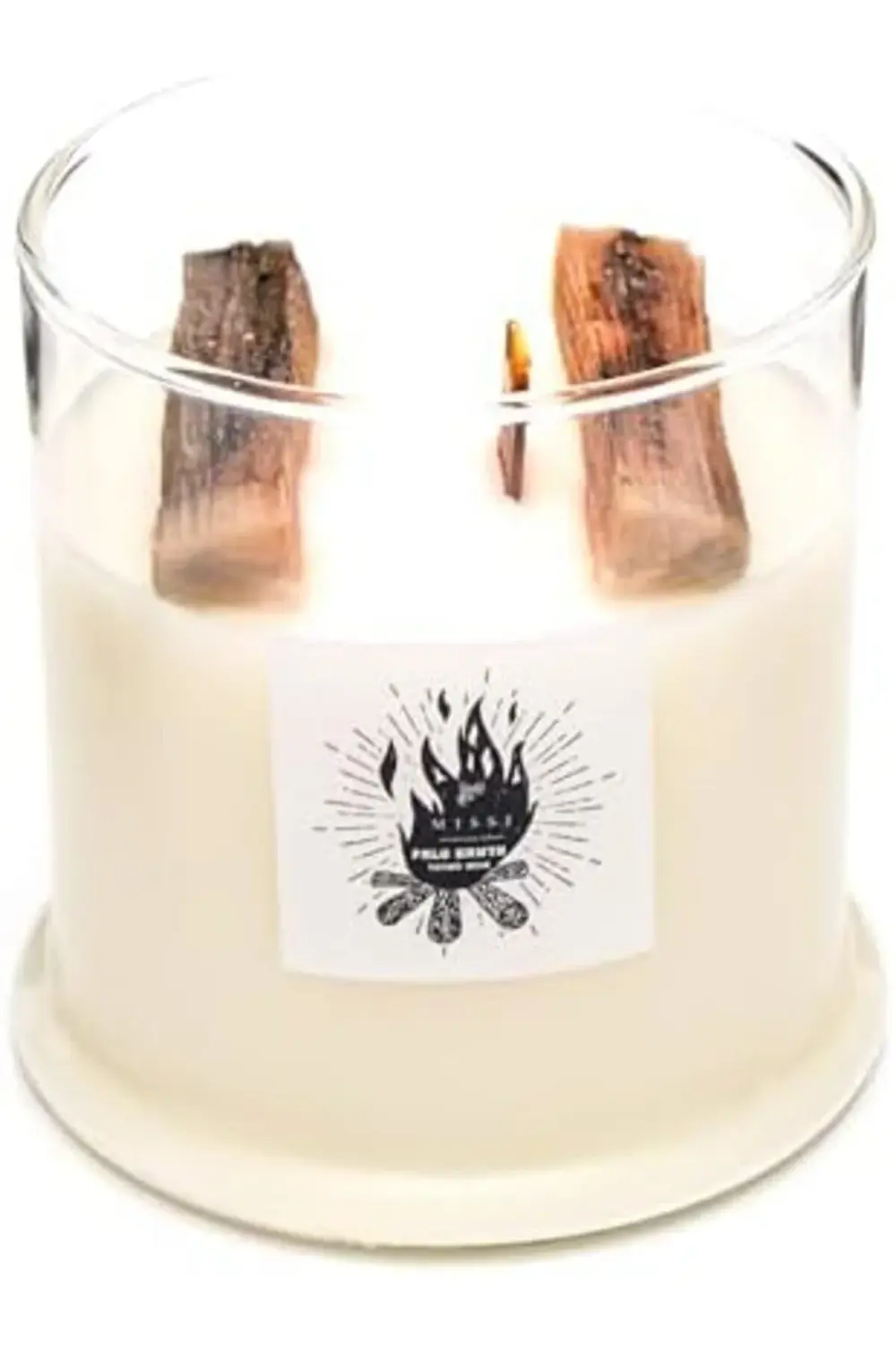 modaflux Üfleme Cam Ahşap Fitilli Palo Santo Vegan Mum (380 gr) p