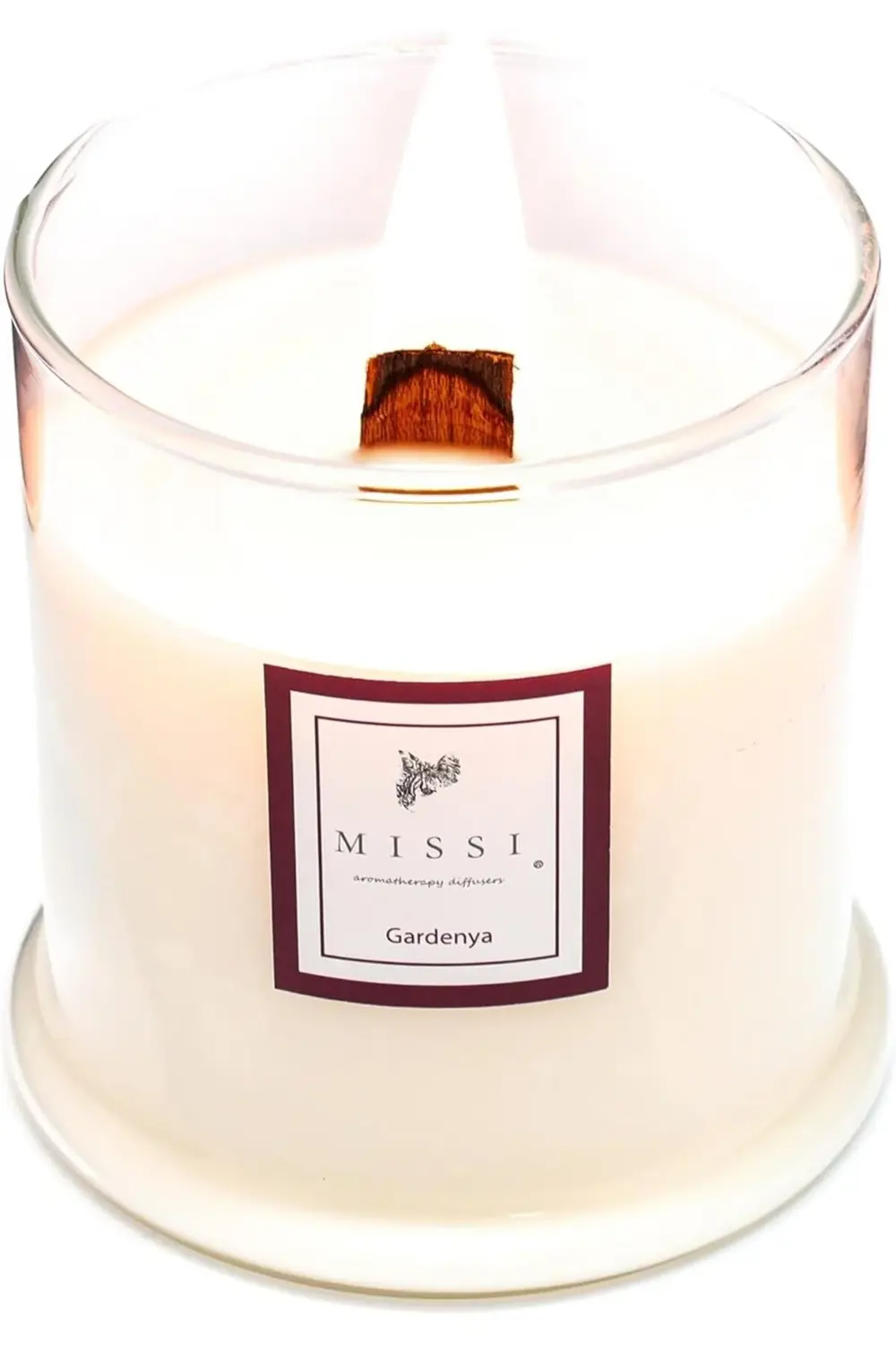 modaflux Üfleme Cam Ahşap Fitilli Vegan Mum (380 gr) polynova 395