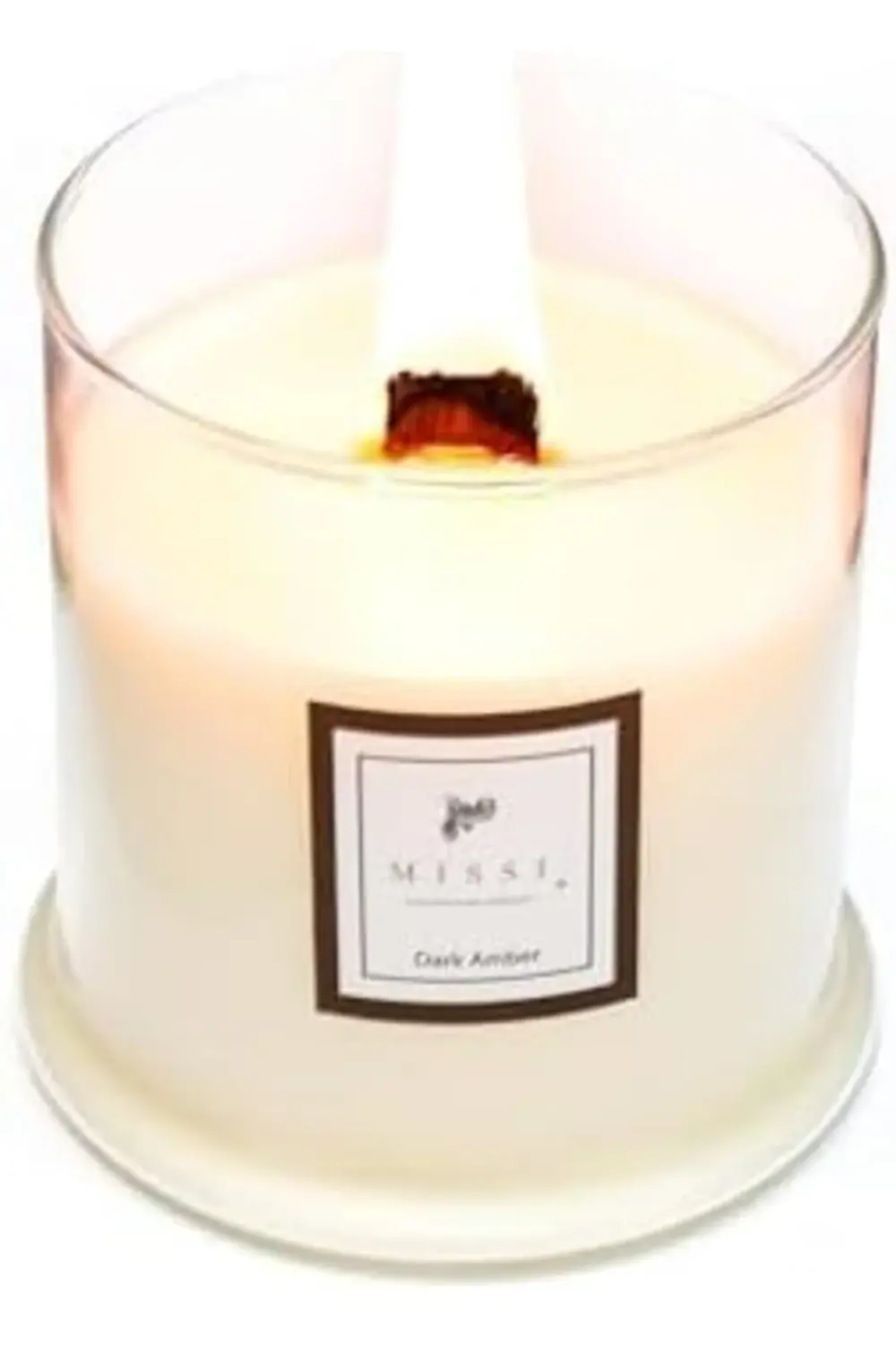 modaflux Üfleme Cam Ahşap Fitilli Vegan Mum(380 gr) polynova 3955