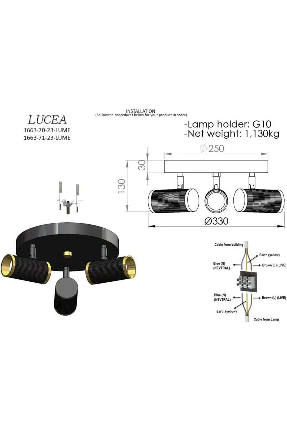 modaflux Vıtale 3 Lu Siyah-Antık Lak Plafonyer 3xgu10 polynova 39