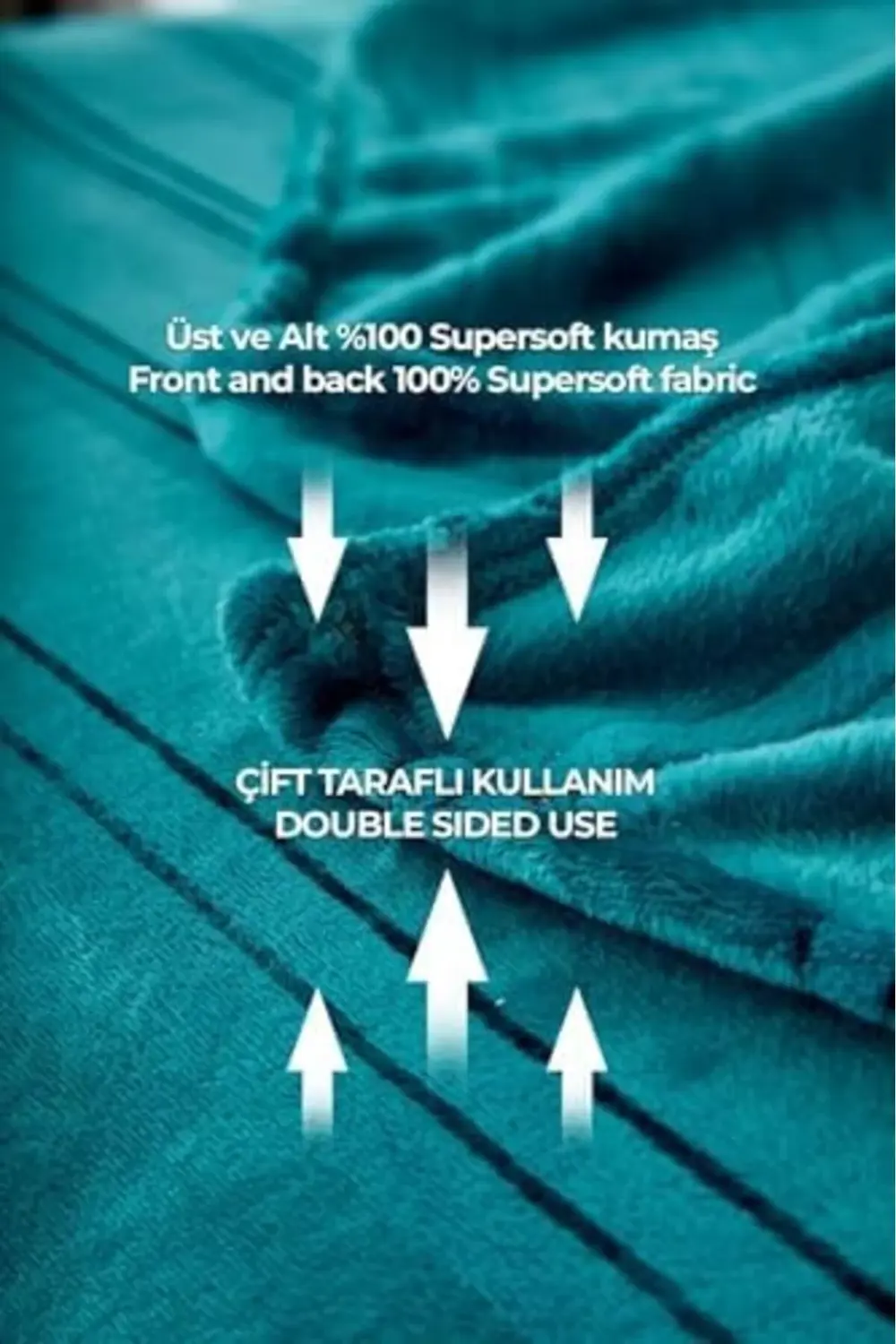 modaflux Yumuşak Çift Kişilik Battaniye 180x230 cm Turkuaz polyno