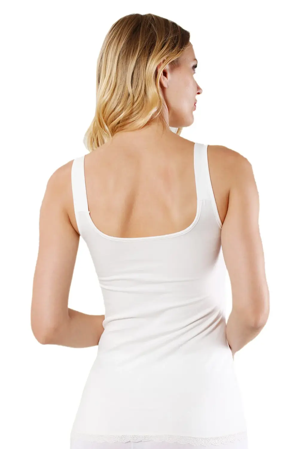 Modal Dantel Yaka Ip Askılı Atlet Ekru | 23422