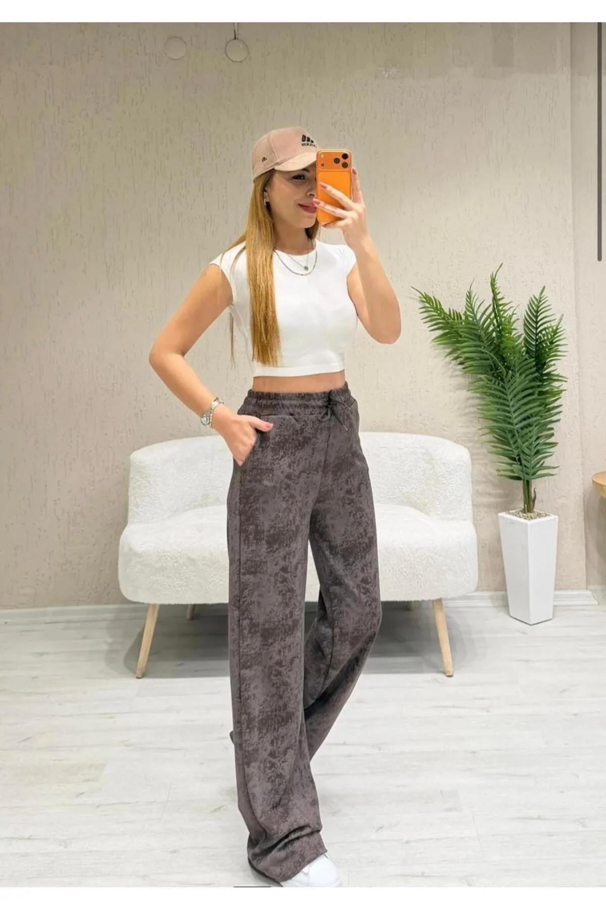 modal dokulu batik kadın pantolon