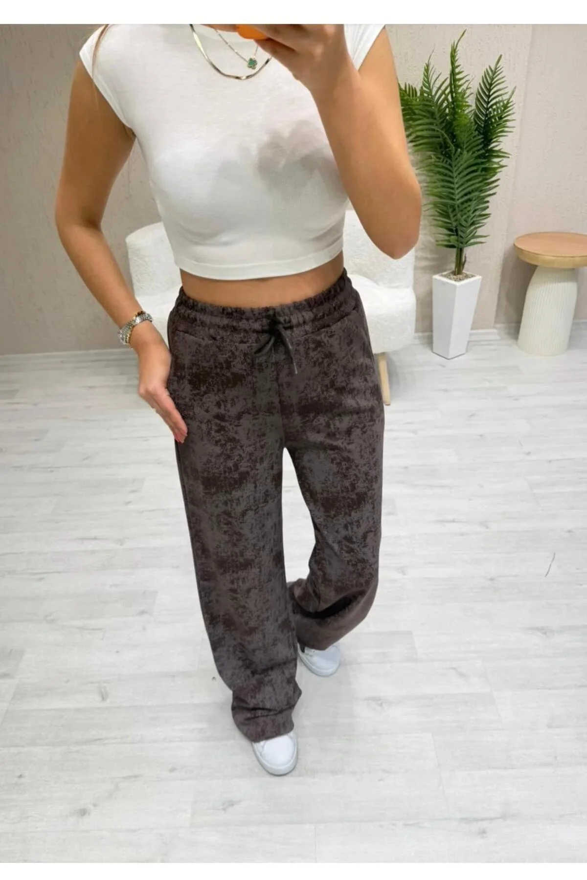 modal dokulu batik kadın pantolon