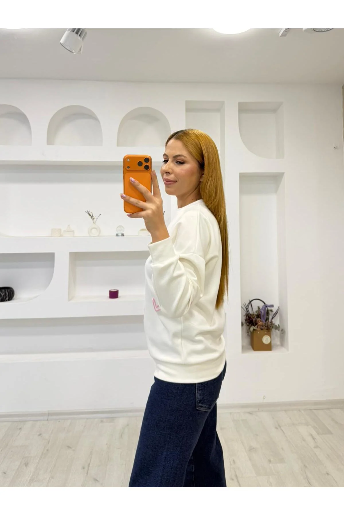 modal dokulu kalp nakış detaylı sweat