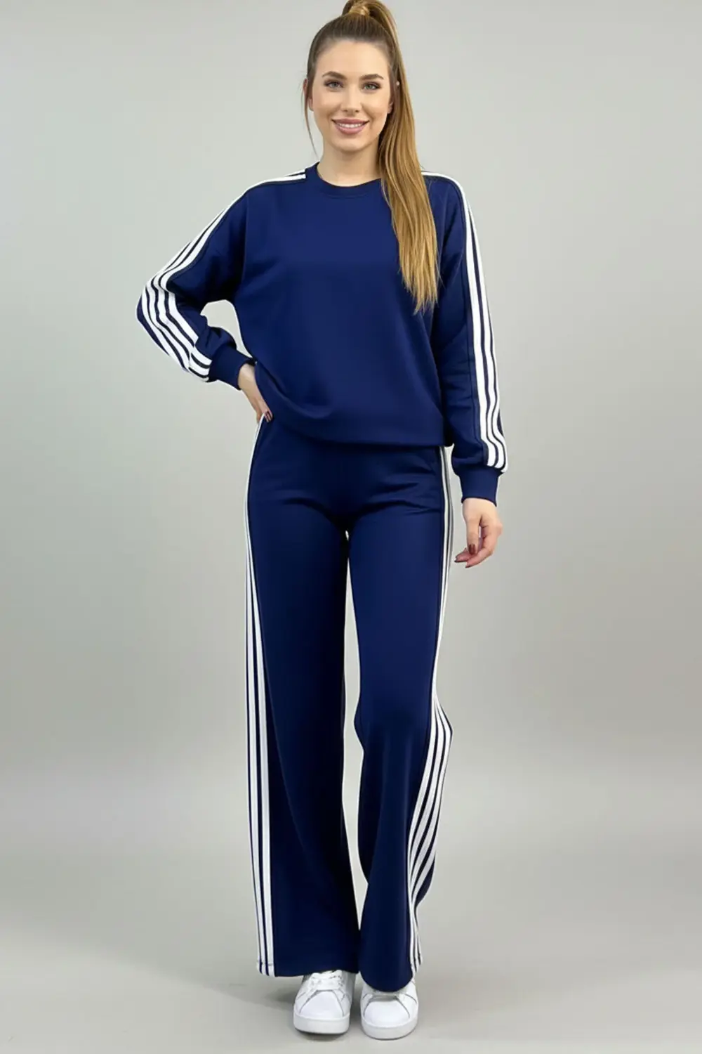 Modal Kumaş 4 Şeritli Lacivert Eşofman Takımı